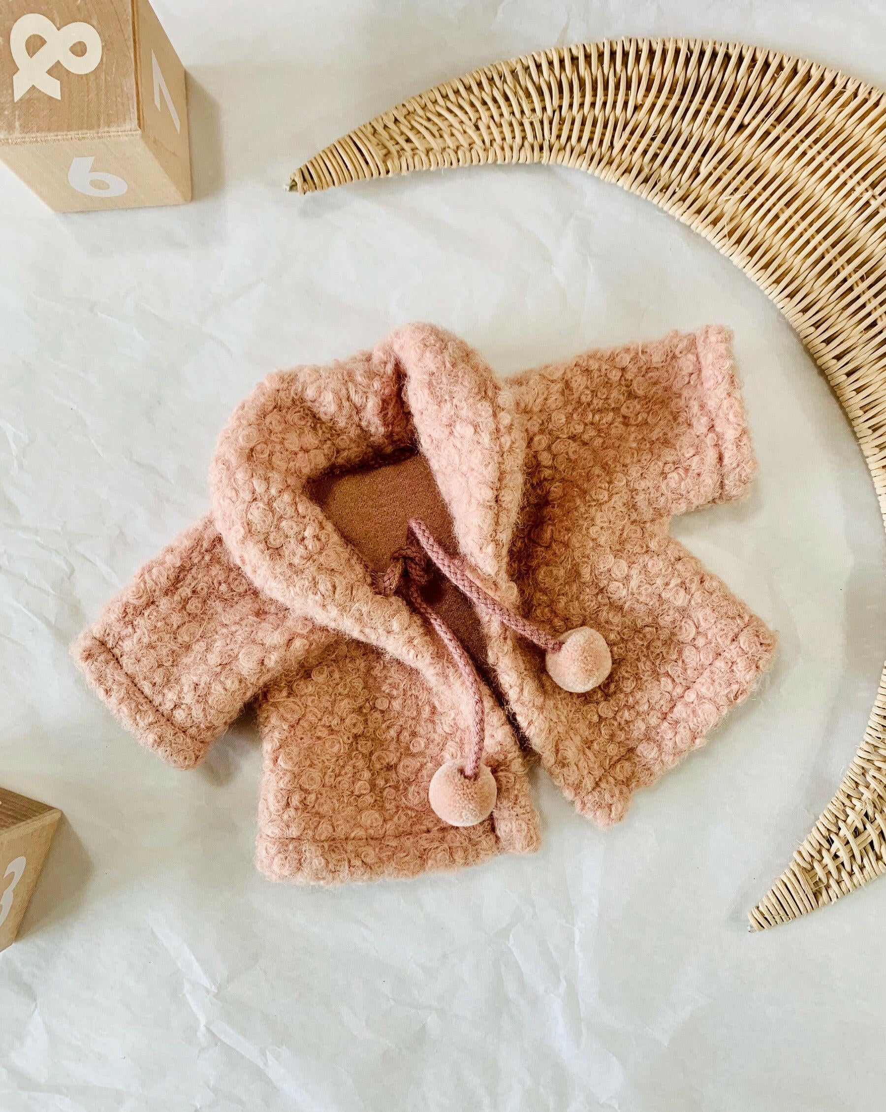 Sherpa Fluffy Pink Jacket Doll Clothing MiniKane