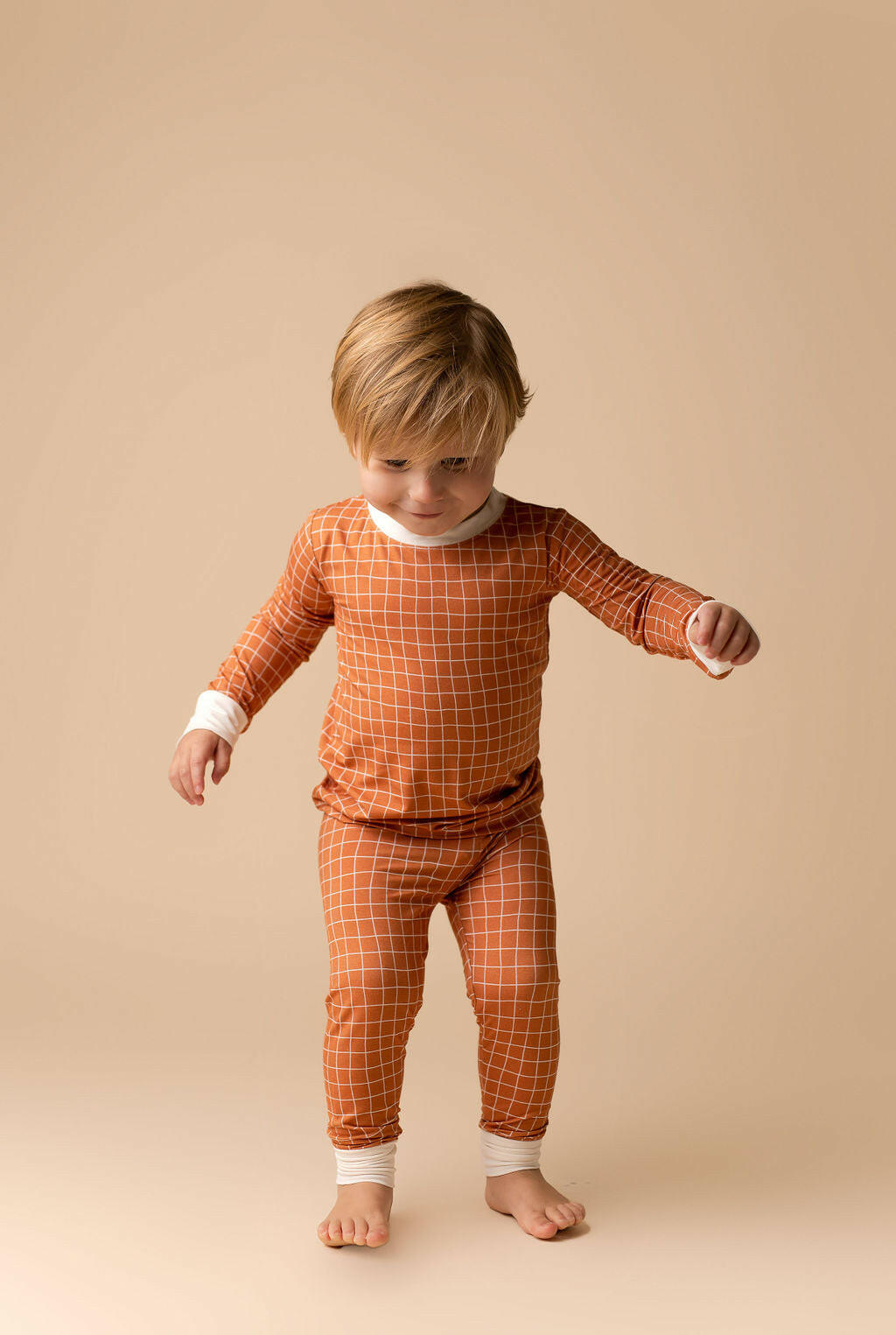 Rust Grid Two Piece Set - Jammers x Karrie Locher Baby & Toddler Sleepwear In my Jammers