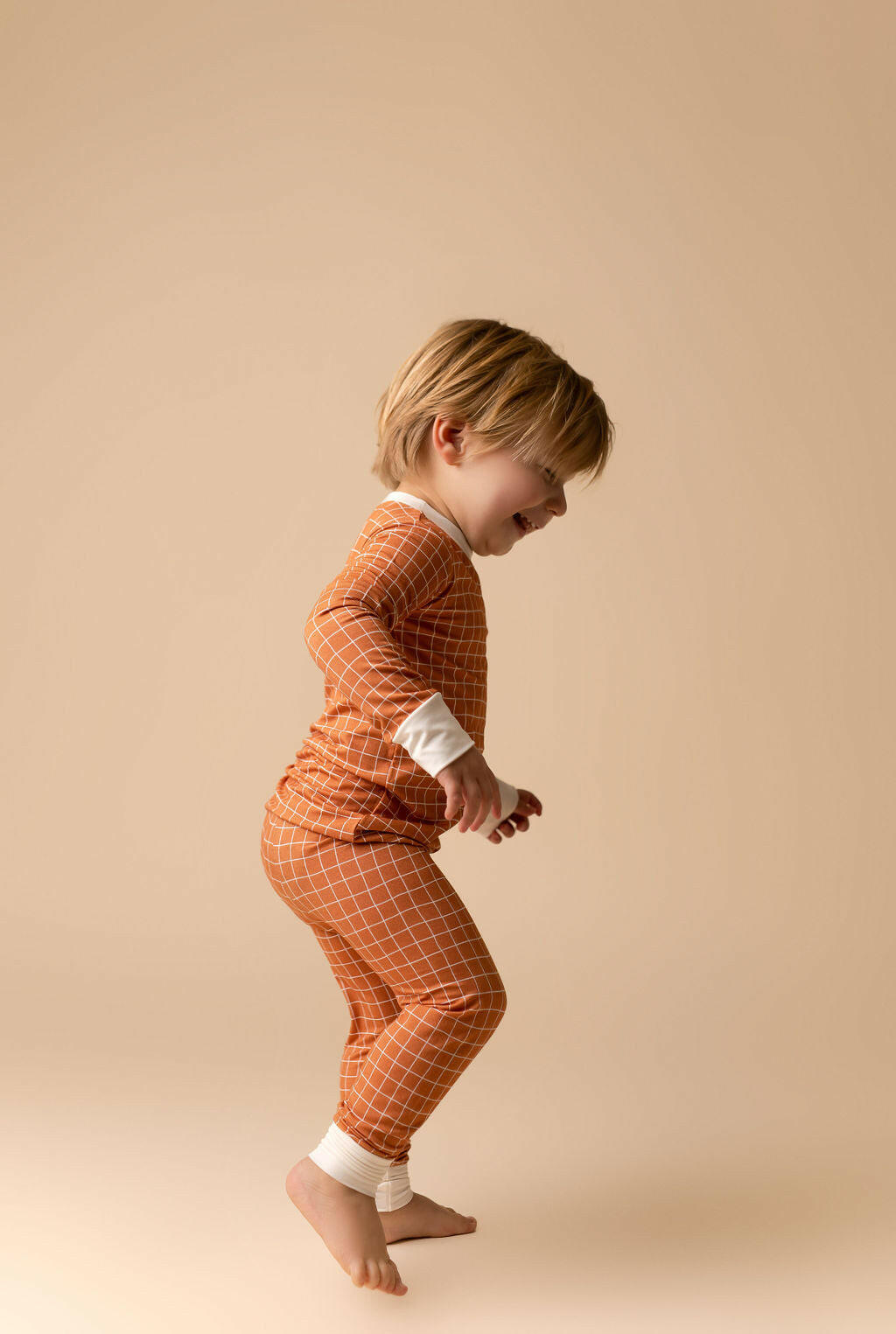 Rust Grid Two Piece Set - Jammers x Karrie Locher Baby & Toddler Sleepwear In my Jammers