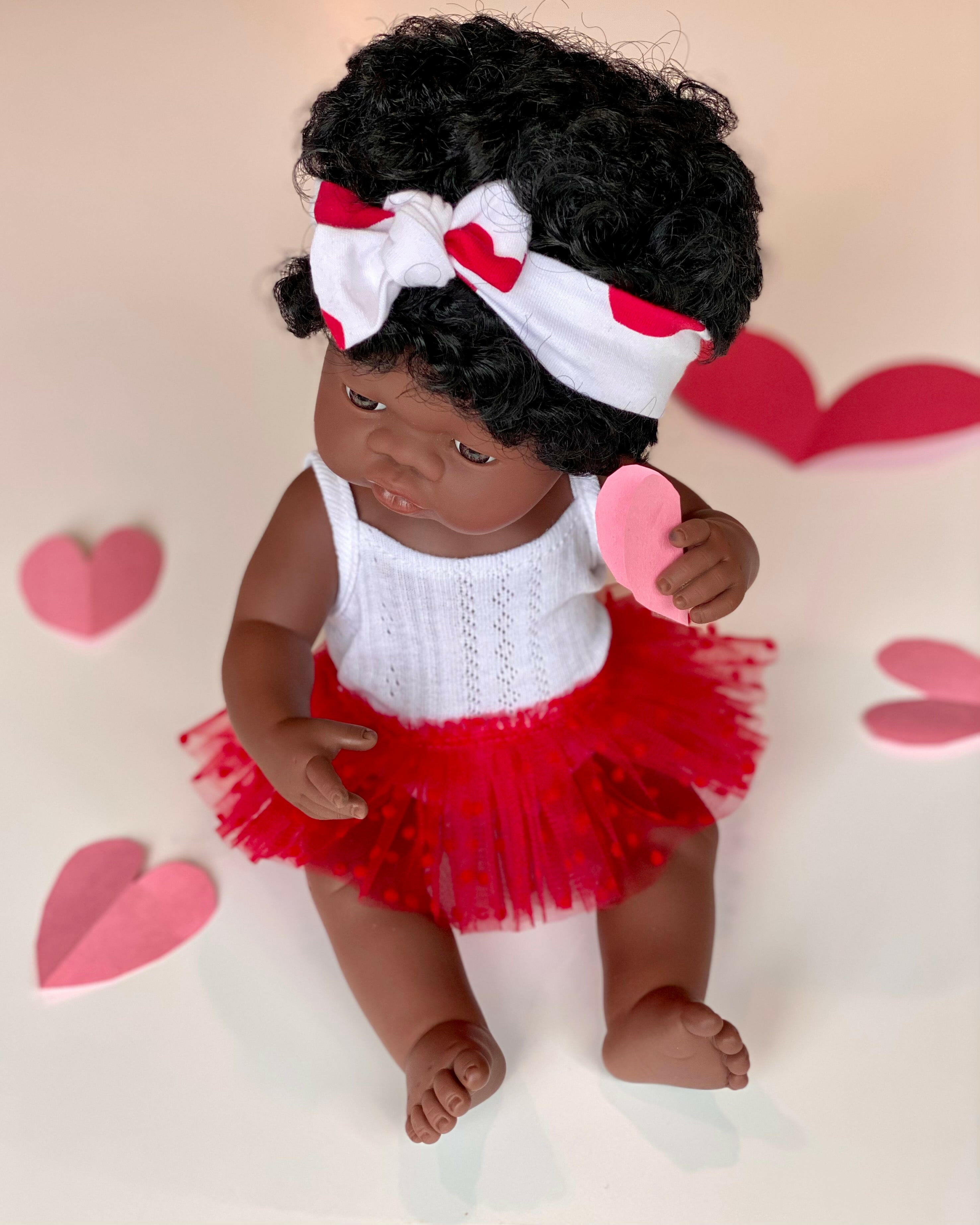 Red “Galentines” Doll Tutu Skirt Doll Clothing Little Wonder & Co.