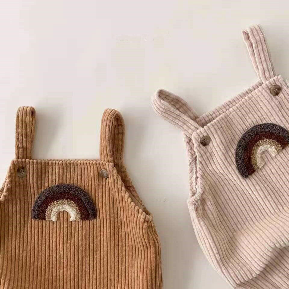 Rainbow Corduroy Baby Romper Baby Clothing Little Wonder & Co.
