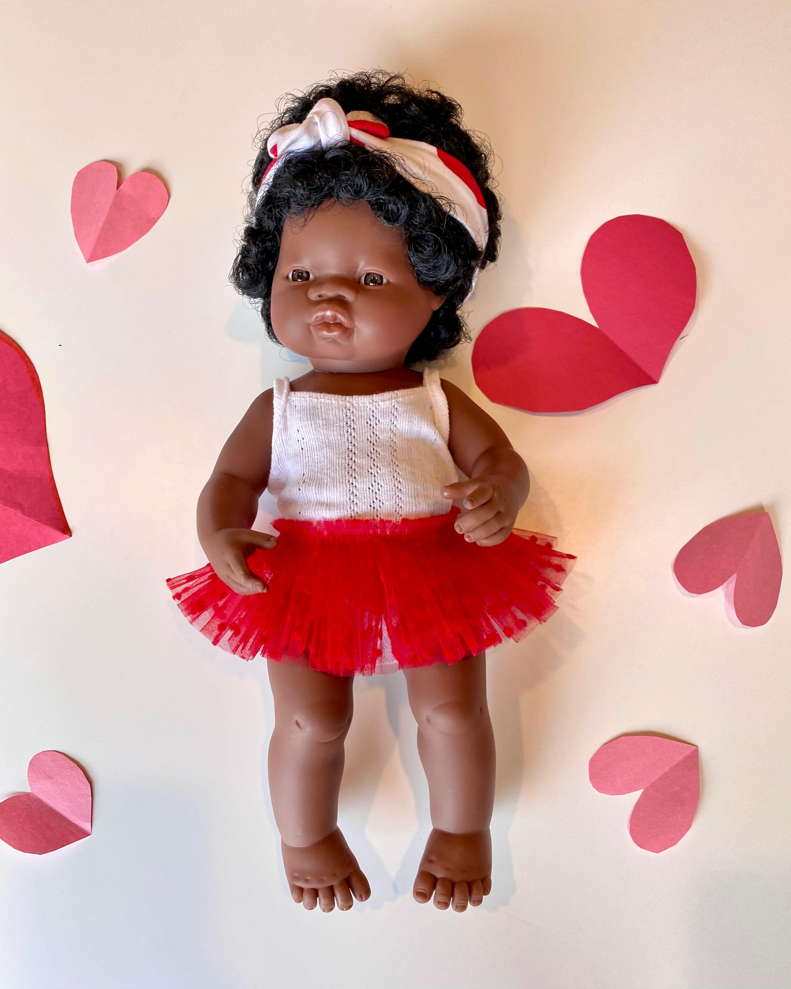 Red “Galentines” Doll Tutu Skirt Doll Clothing Little Wonder & Co.