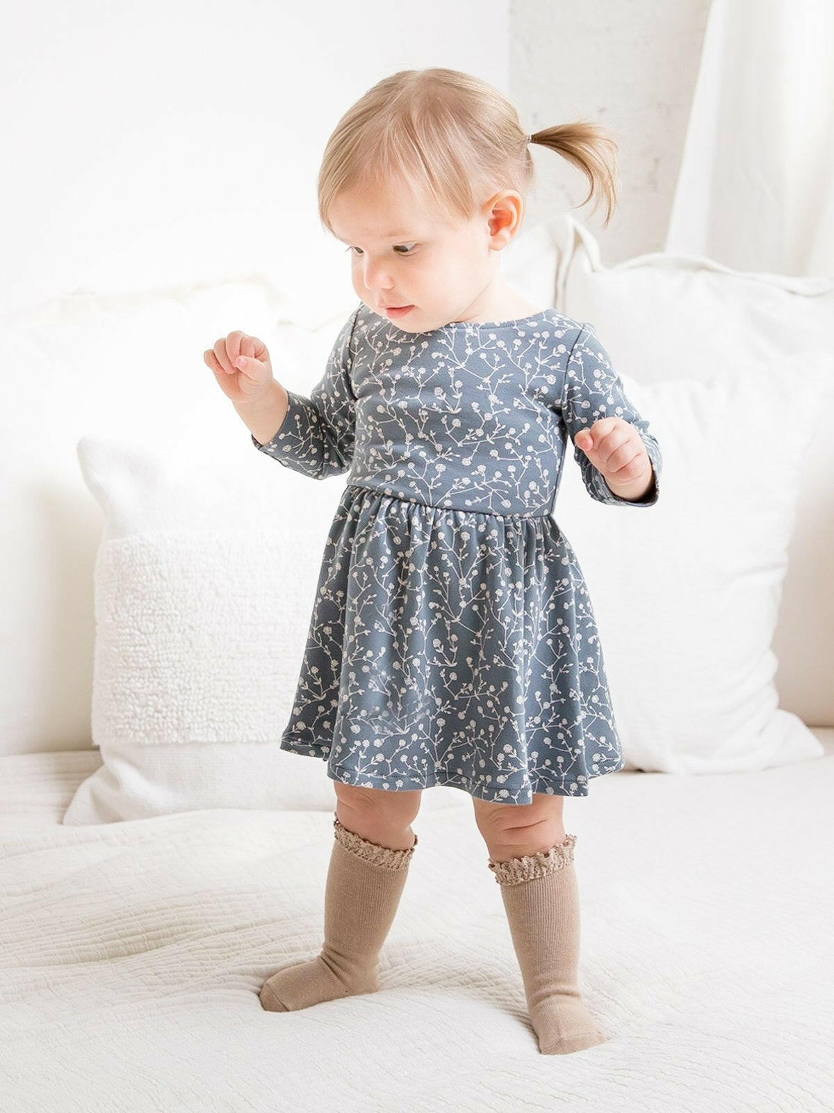 Stell Swing Dress Organic Cotton - Muri Floral / Harbor Baby Clothing Colored Organics