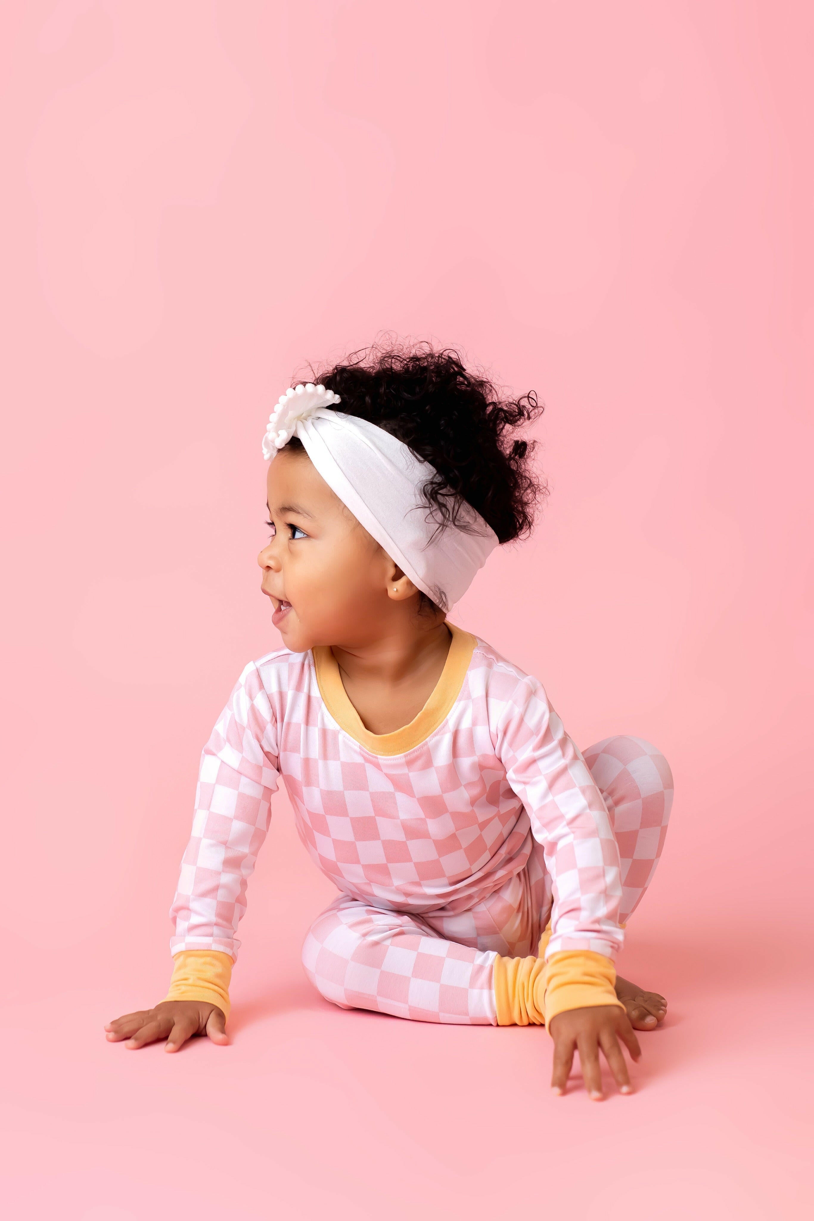 Blush Checkered Two Piece Set Baby & Toddler Sleepwear In my Jammers