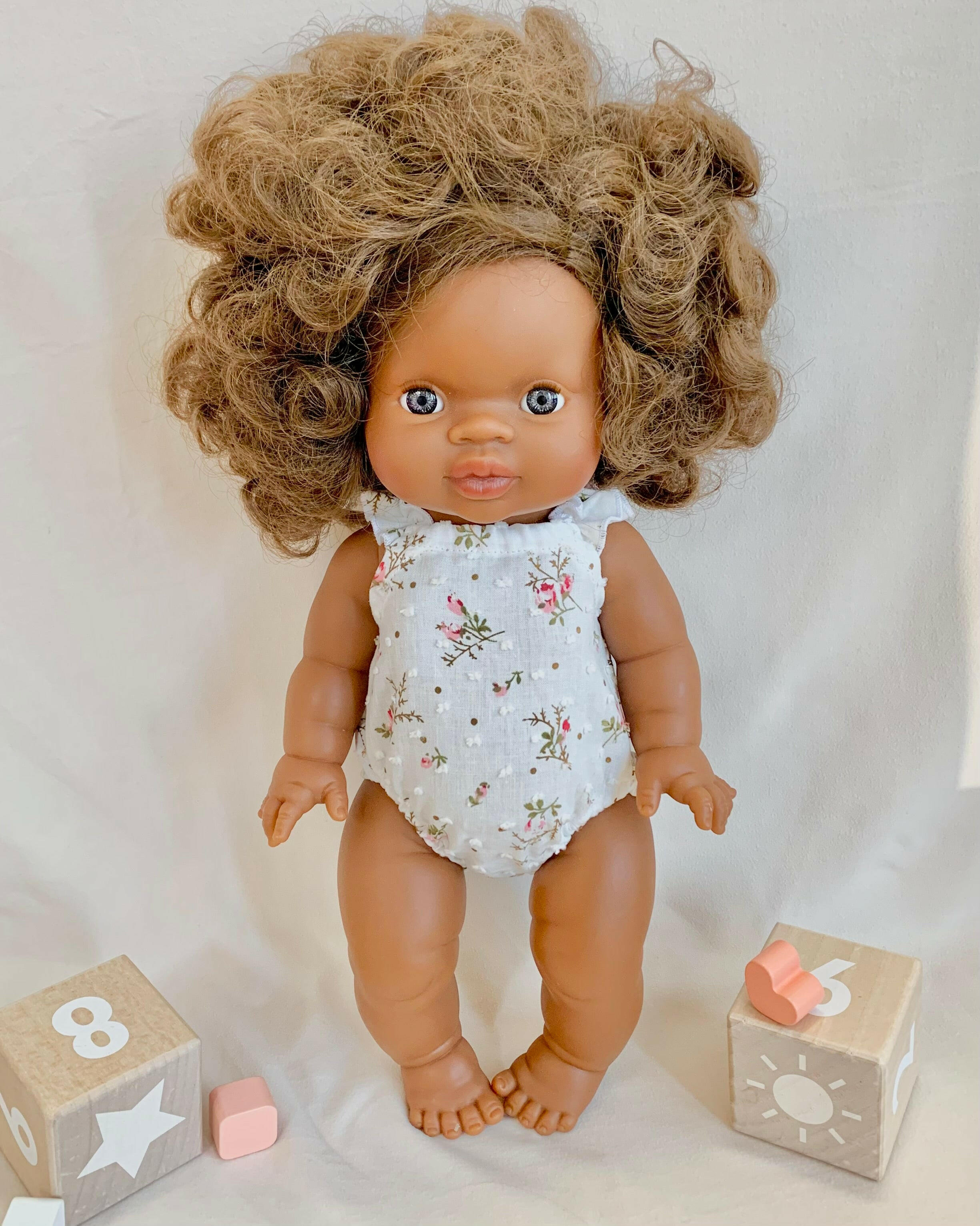 Pink Rose Floral Romper Doll Clothing Little Wonder & Co