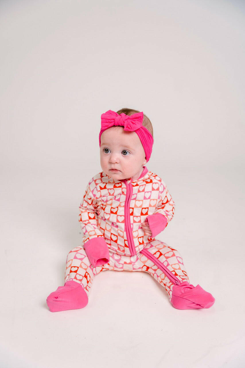 Heart Checkered Zipper Romper Baby & Toddler In my Jammers