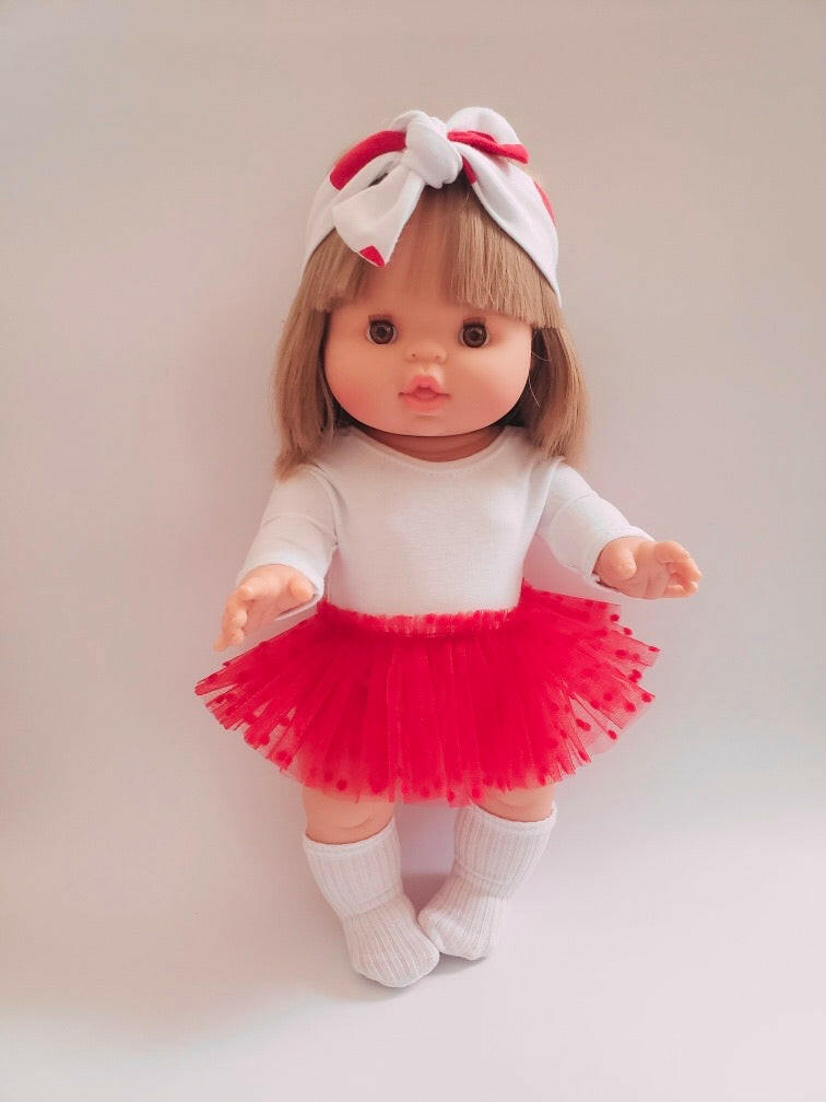 Red “Galentines” Doll Tutu Skirt Doll Clothing Little Wonder & Co.