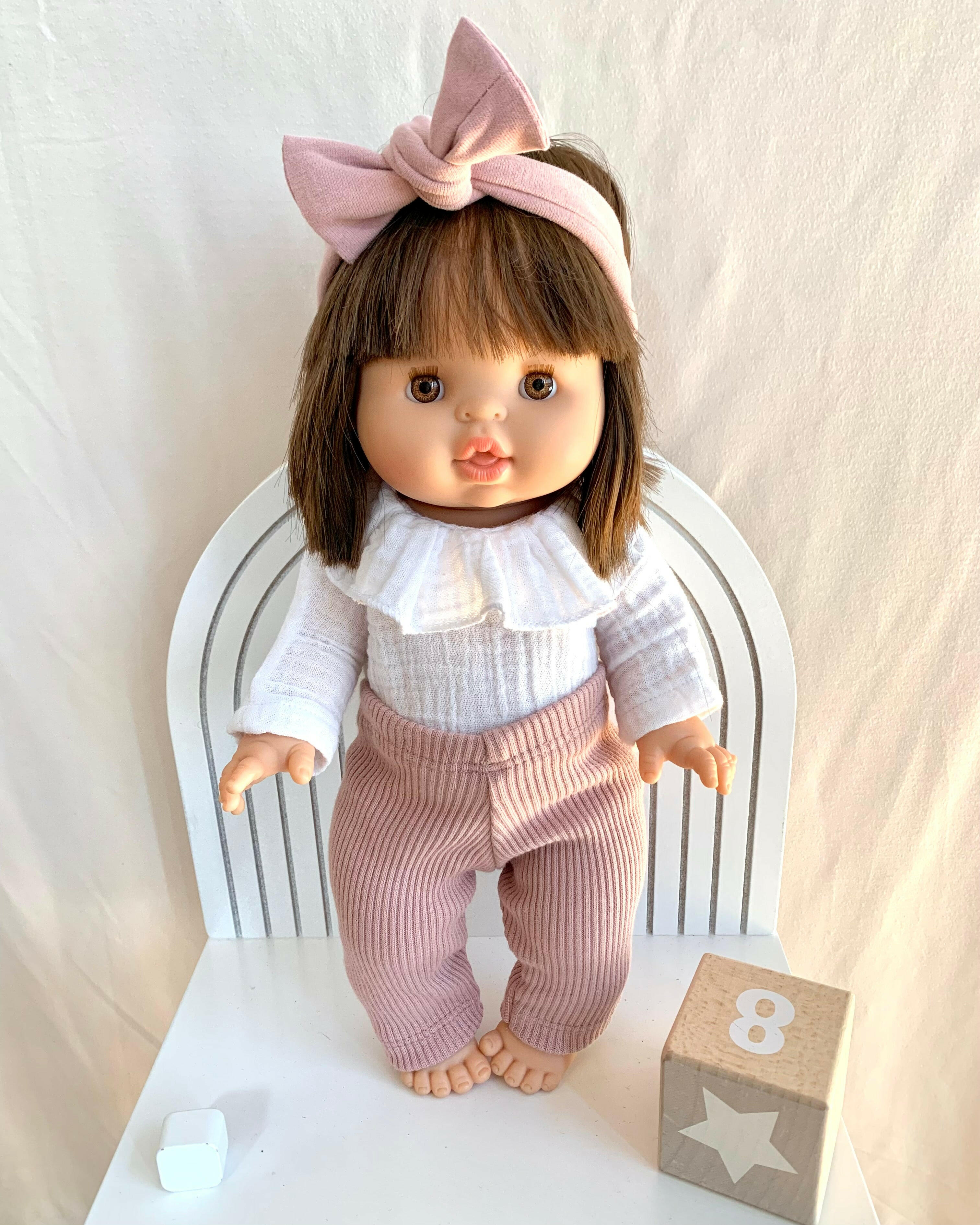 Ruffle Long Sleeve Romper Doll Clothing Little Wonder & Co. White