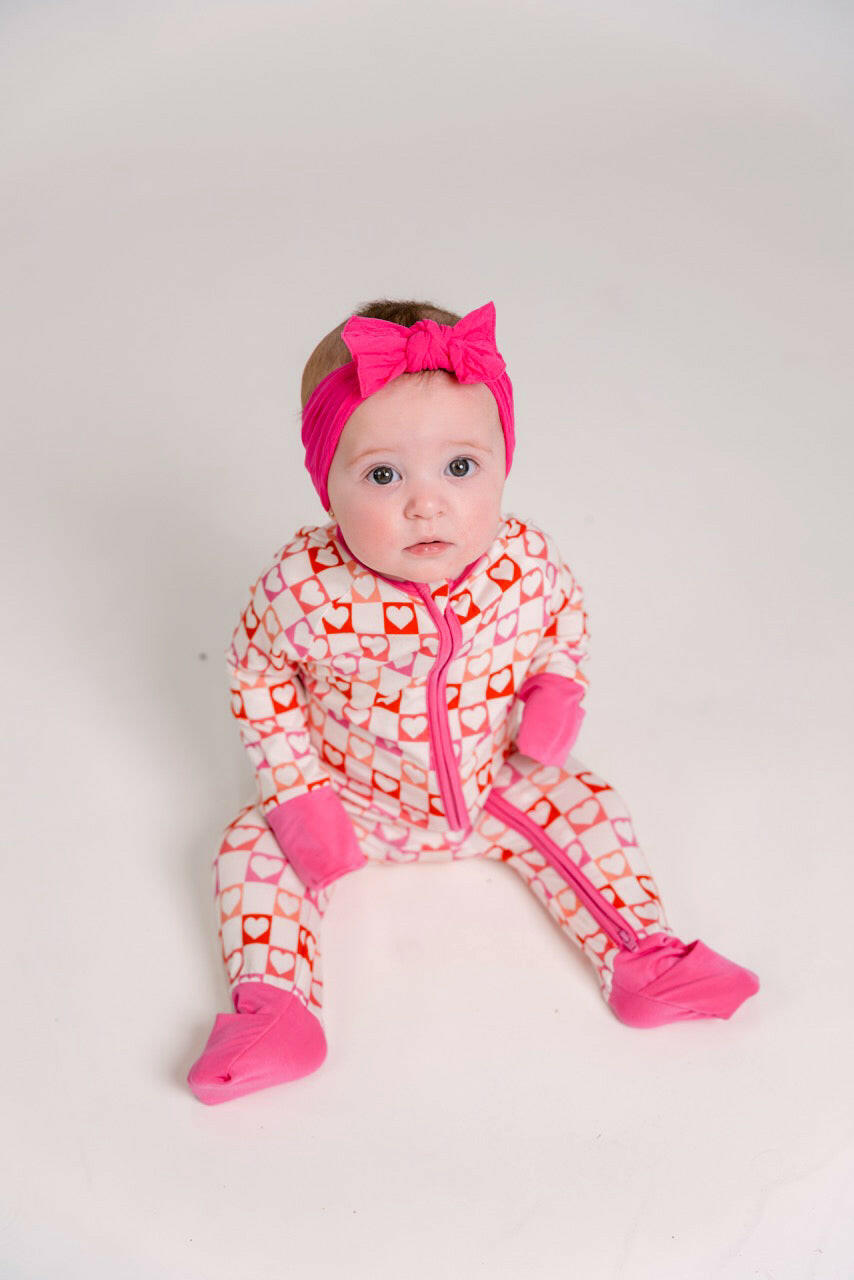 Heart Checkered Zipper Romper Baby & Toddler In my Jammers