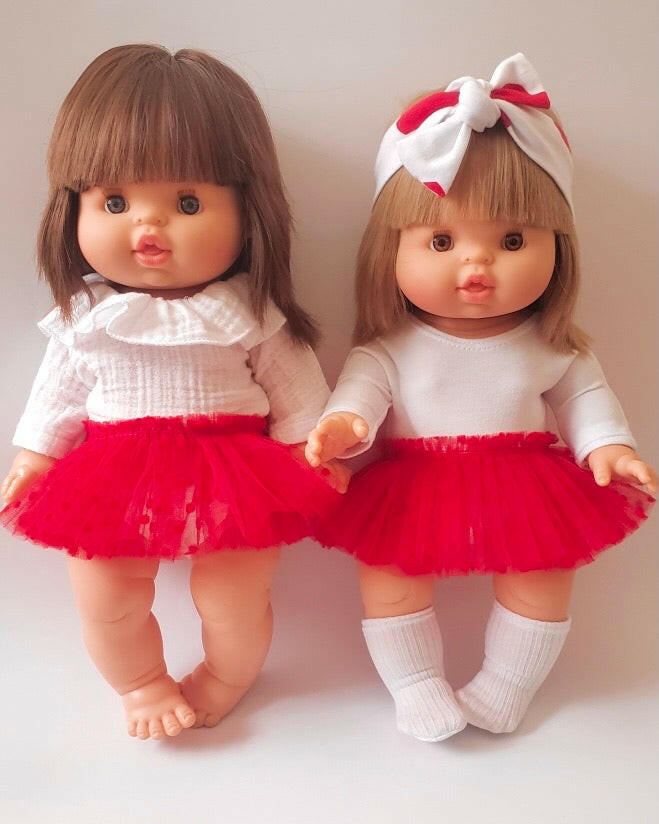 Red “Galentines” Doll Tutu Skirt Doll Clothing Little Wonder & Co.