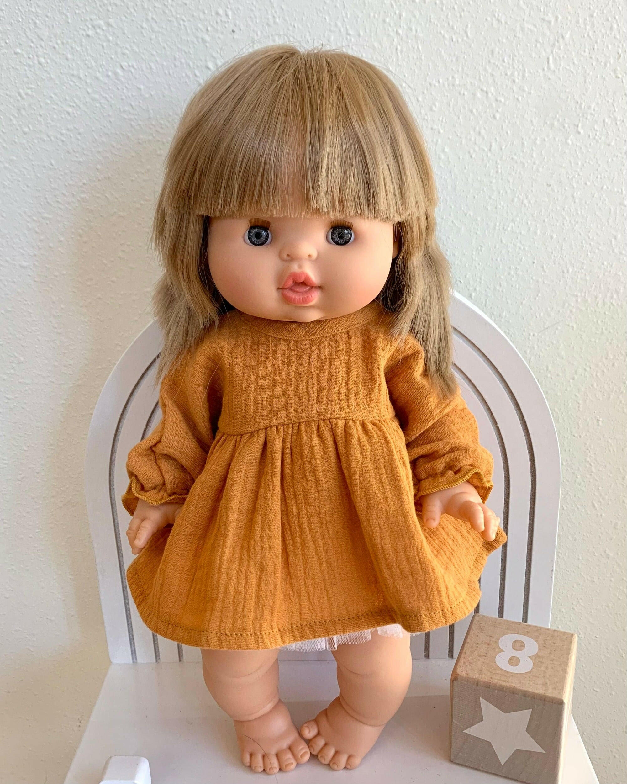 Long Sleeve Gauze Dress Little Wonder & Co Sunset Orange
