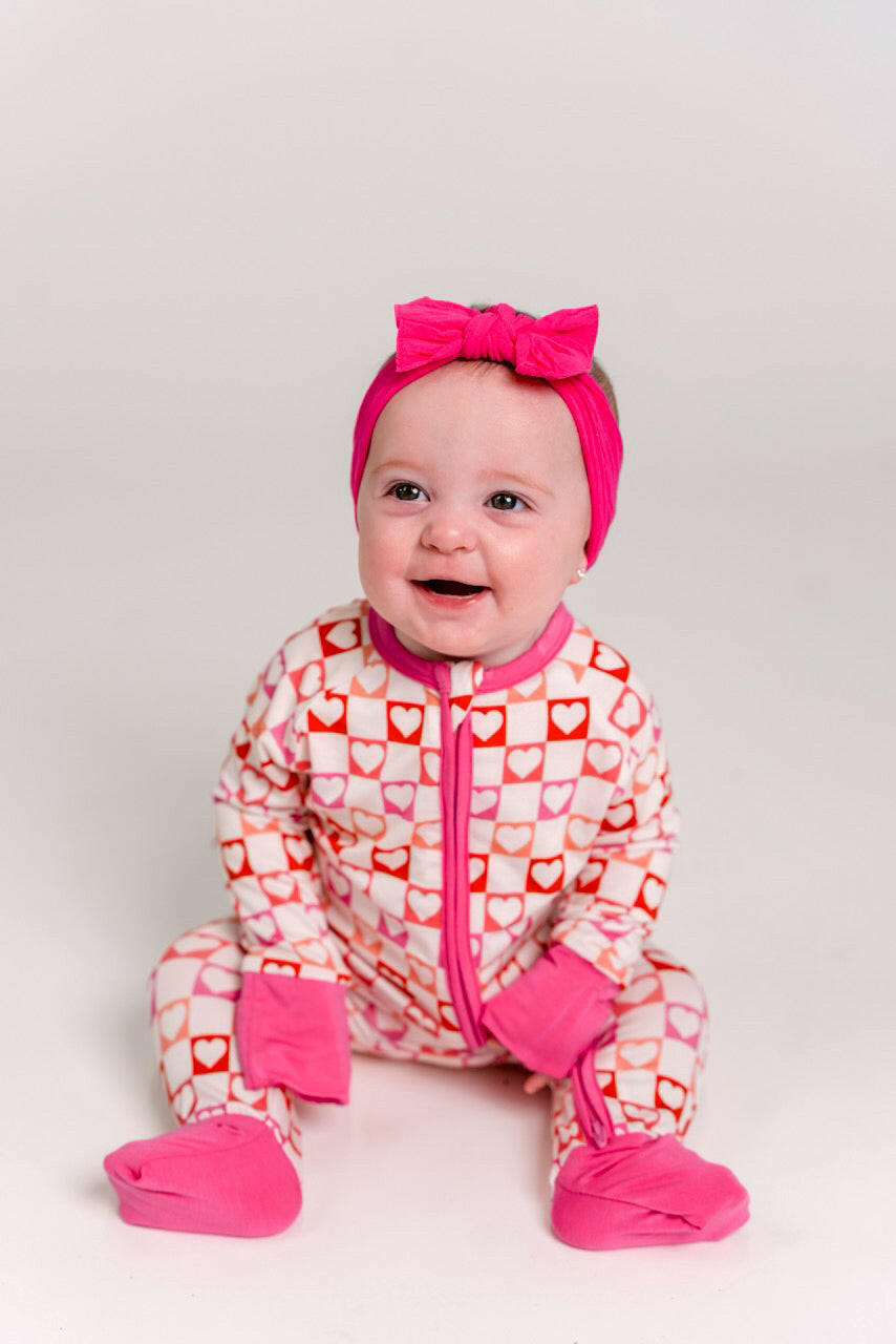 Heart Checkered Zipper Romper Baby & Toddler In my Jammers