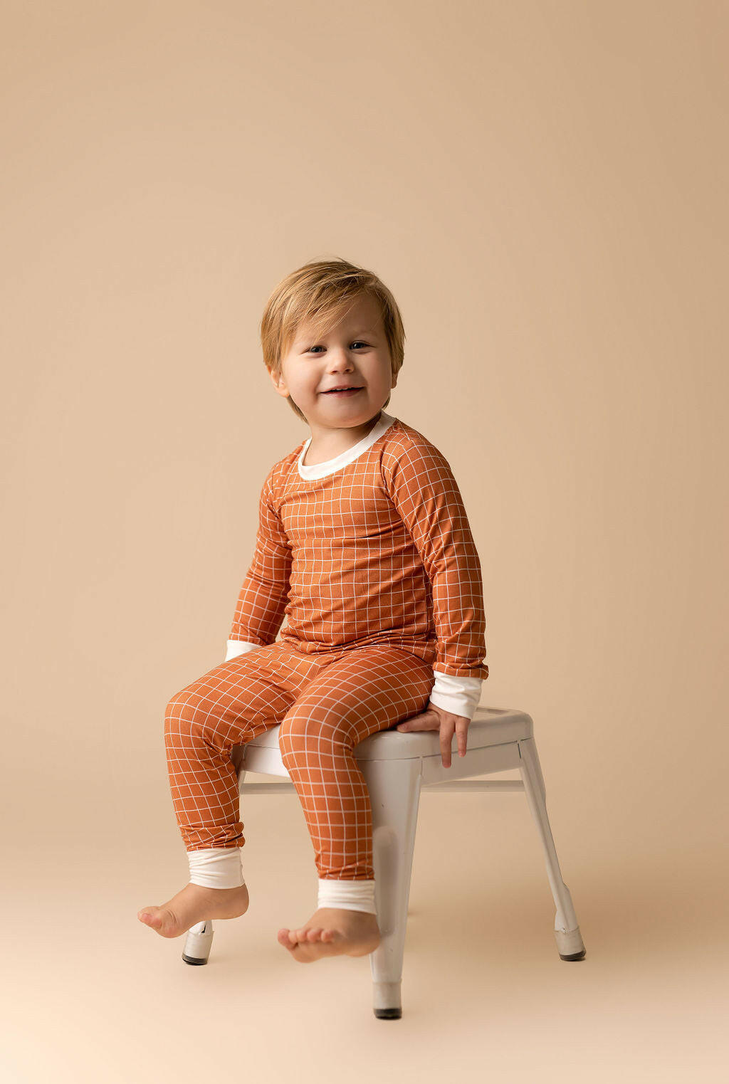 Rust Grid Two Piece Set - Jammers x Karrie Locher Baby & Toddler Sleepwear In my Jammers