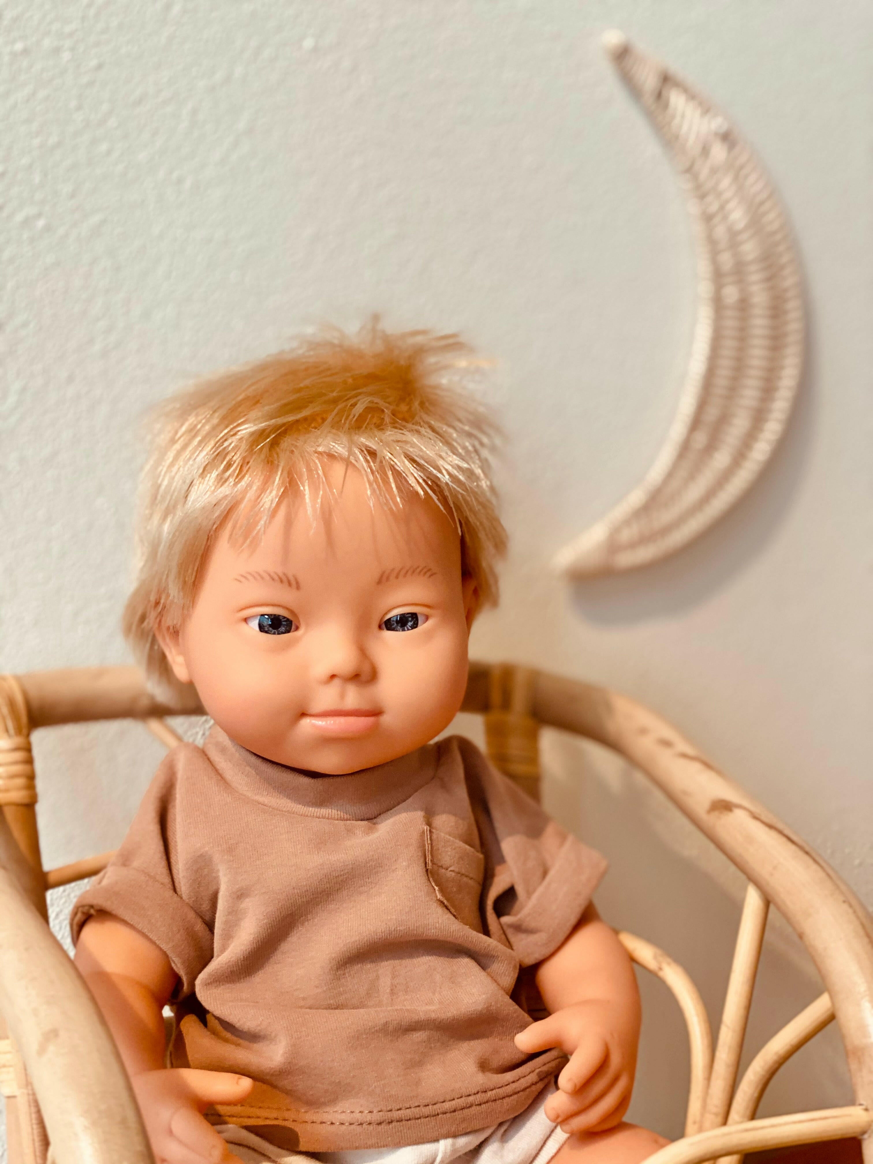 Baby Doll Boy with Down Syndrome Dolls Miniland Blonde