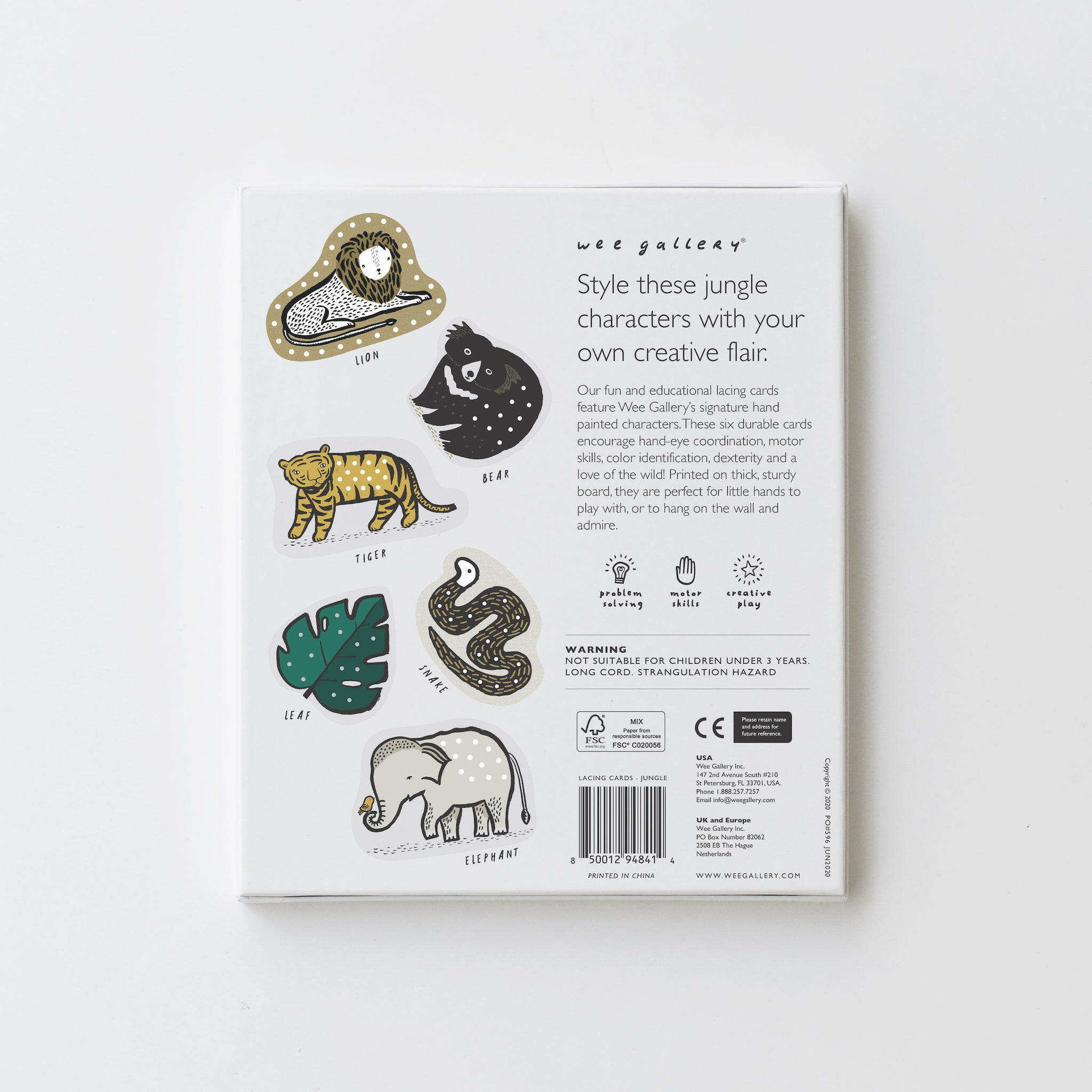 Lacing Cards - Jungle Animals Learning Cards Wee Gallery