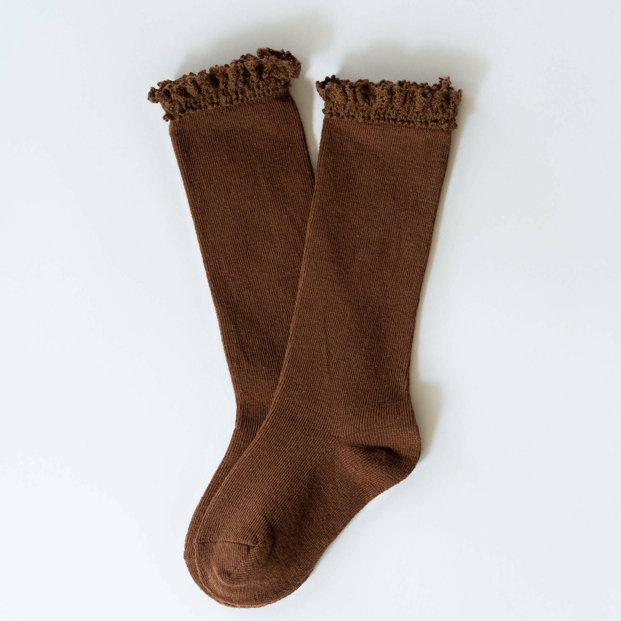 Chocolate Lace Top Knee Highs Socks Little Stocking Co