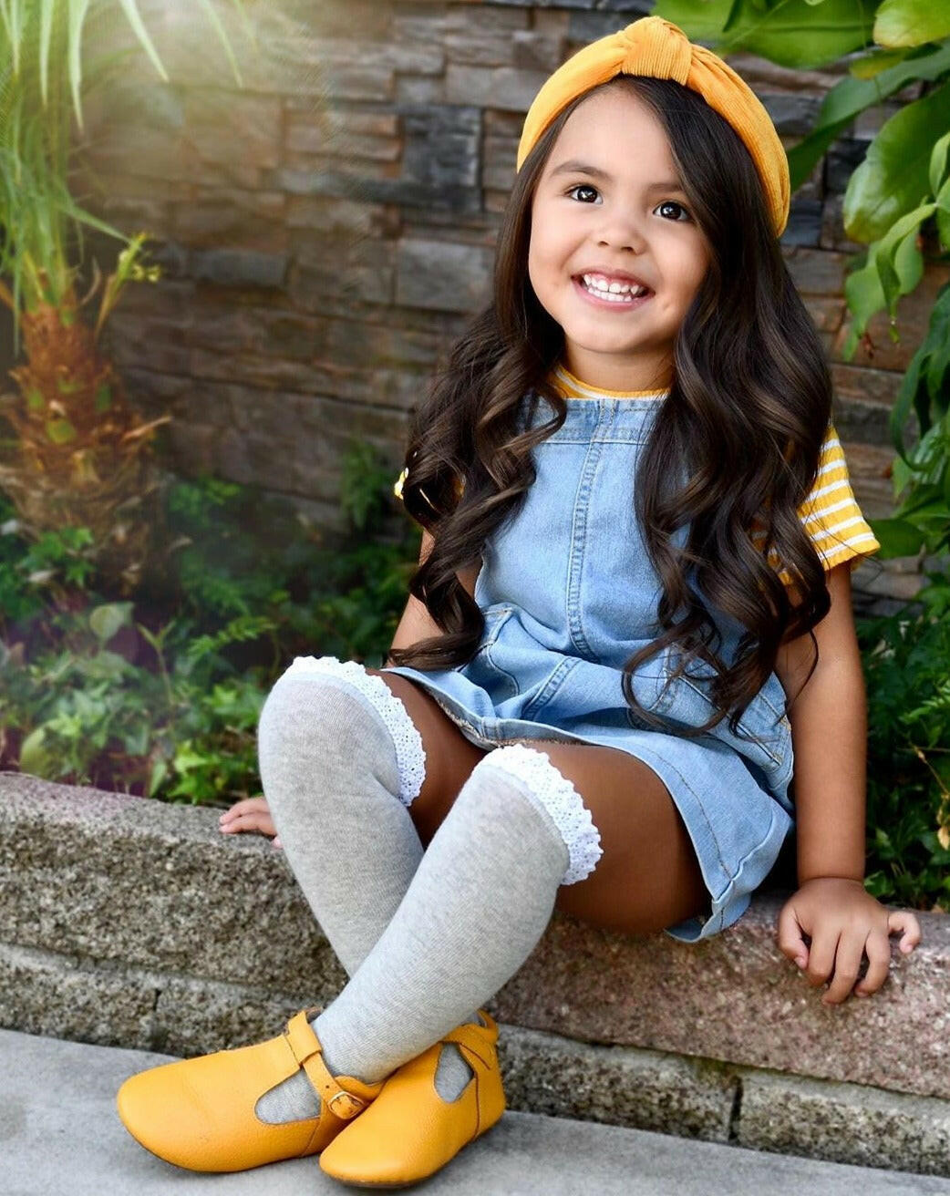 Gray + White Lace Top Knee Highs Socks Little Stocking Co