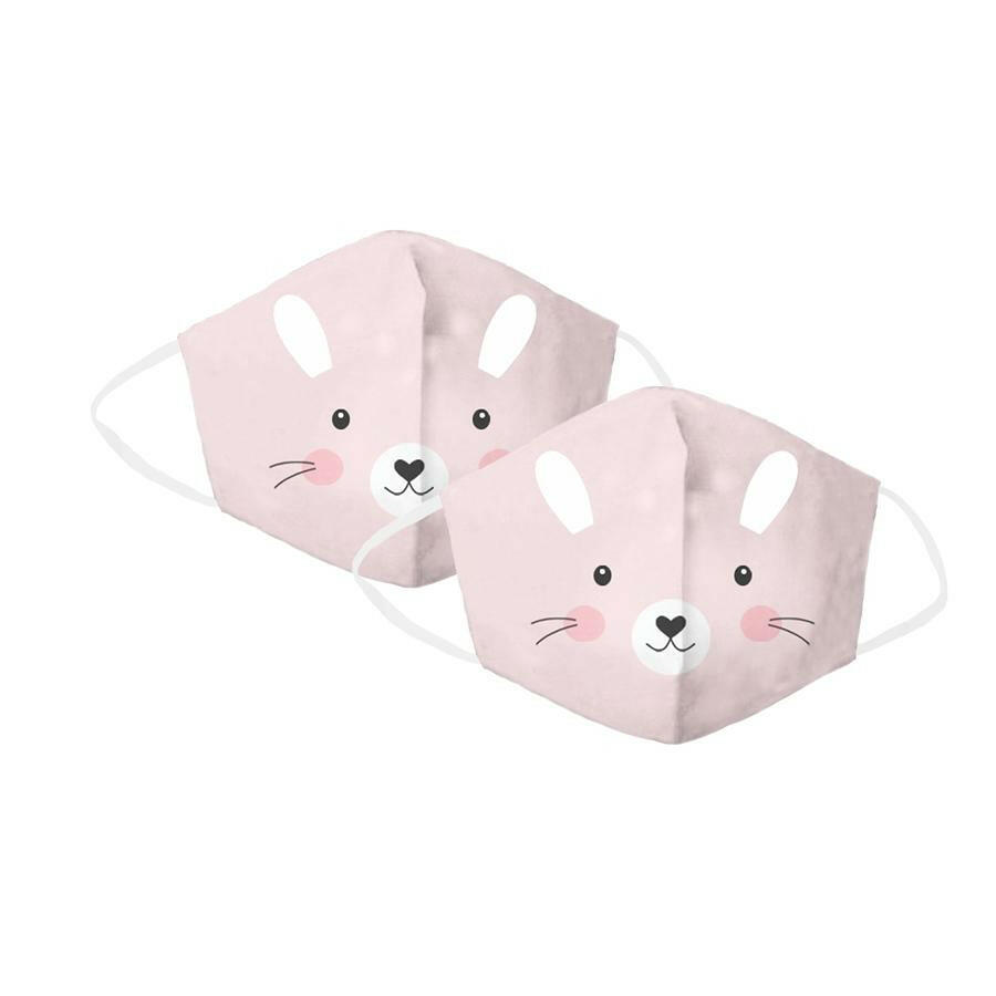 Pink Bunny Children's Face Cover 2 Pack Set Mask MON AMI