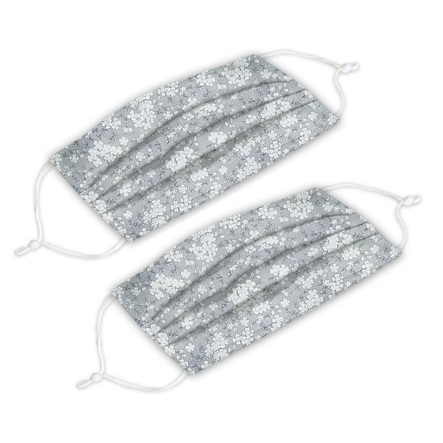Gray Floral Print Adult Face Cover 2 Pack Set Mask MON AMI