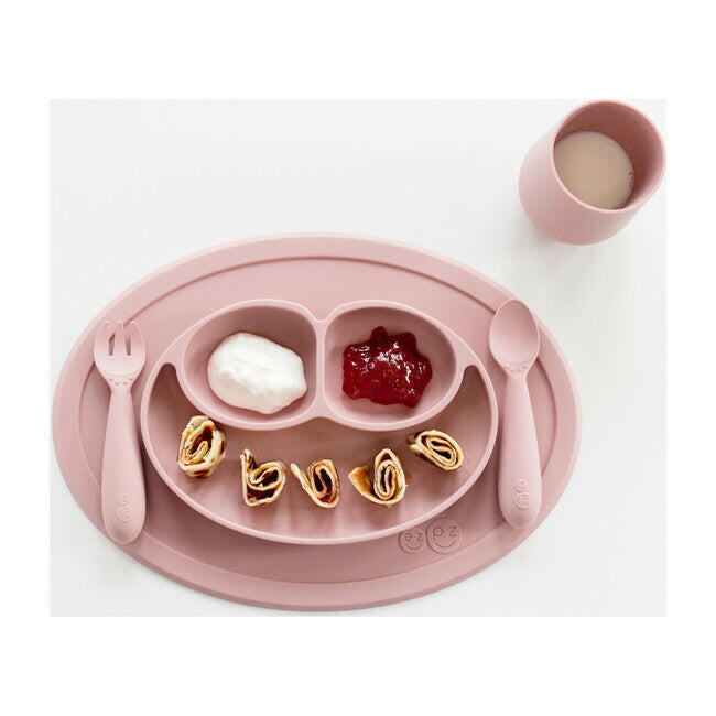 Mini Toddler Fork and Spoon Set Blush Feeding Ezpz