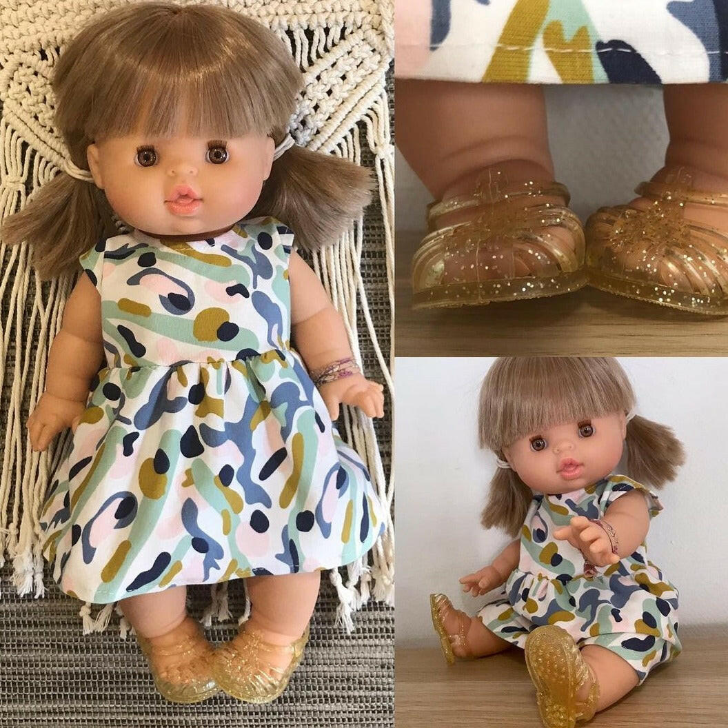 MiniKane Sun Beach Sandals - Gold Glitter Kids Toys Minikane