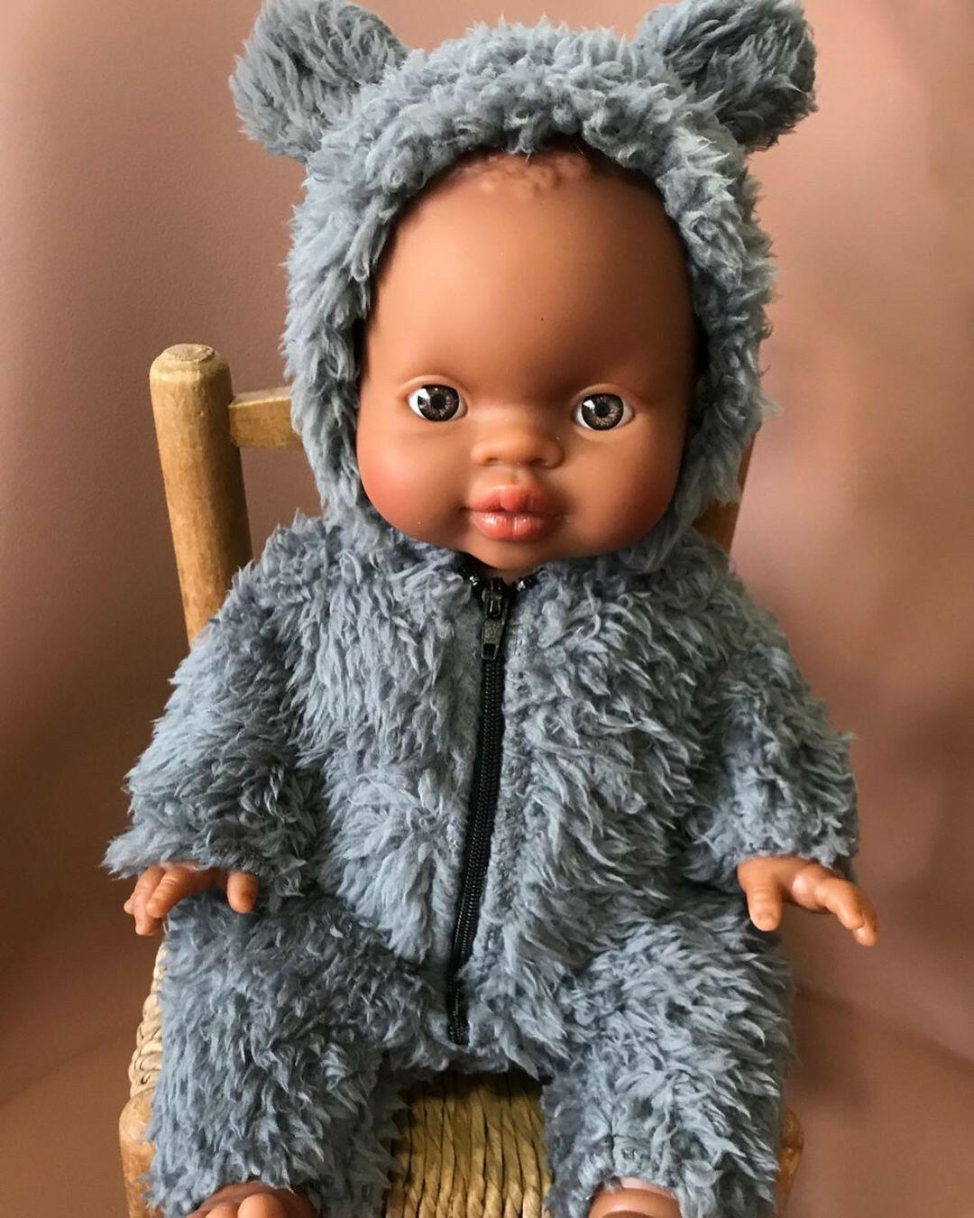 Gray Faux Fur Winnie Jumpsuit Doll Clothing Minikane