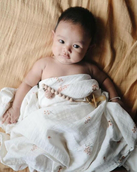 Muslin Swaddle Blanket Organic Cotton - Flowers Baby Essentials Mushie