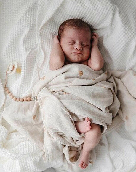 Muslin Swaddle Blanket Organic Cotton - Rainbows Baby Essentials Mushie