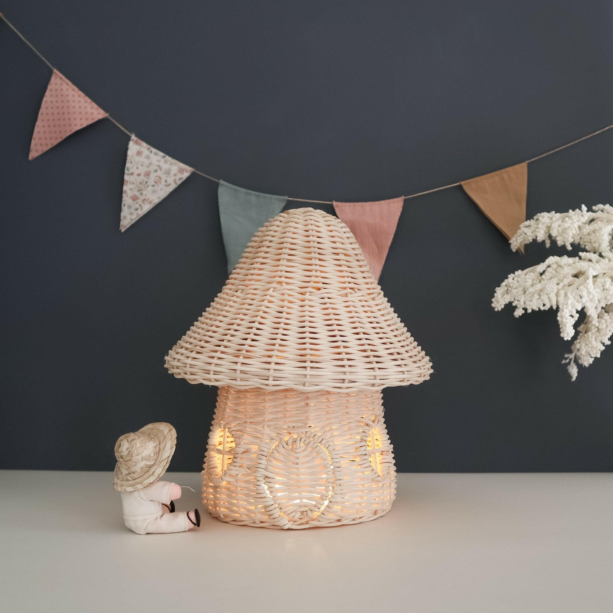 Mushroom House Rattan Toys Coconeh