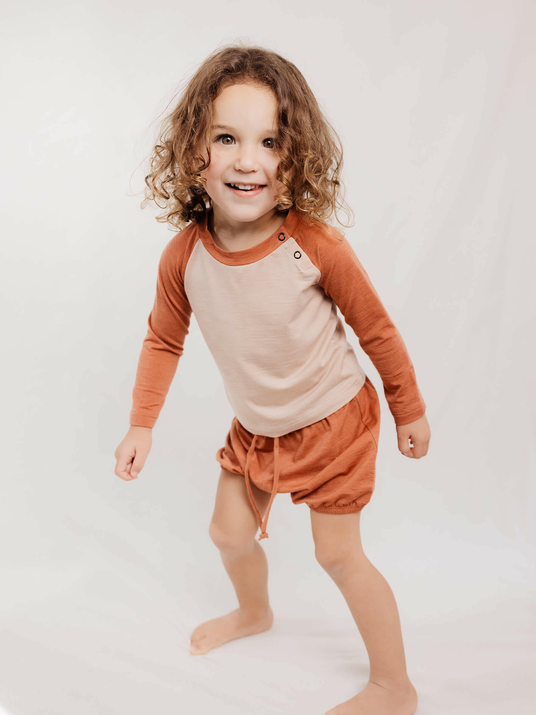 Child Juniper Shorts Salmon child bottoms Nui Organics