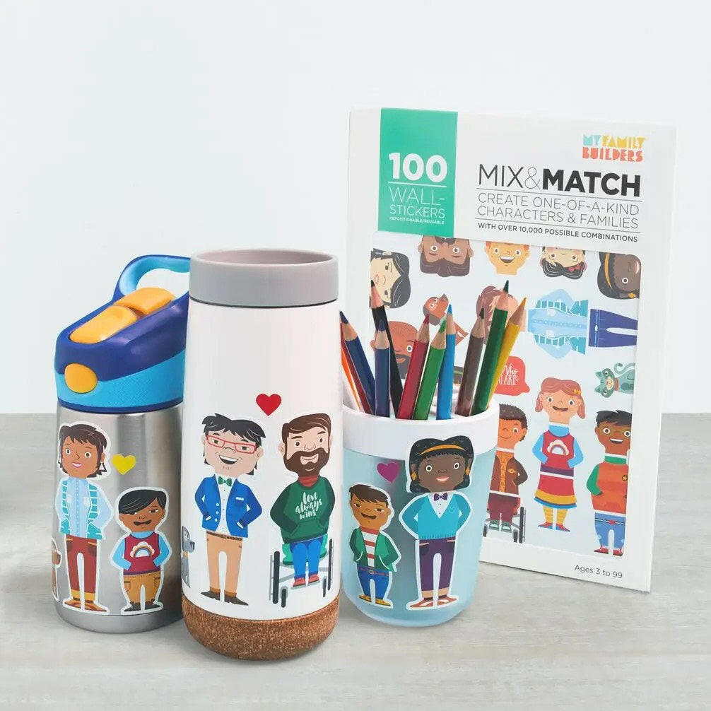 MyFamilyBuilders™ 100 Removable Stickers Kids Toys My Family Builders