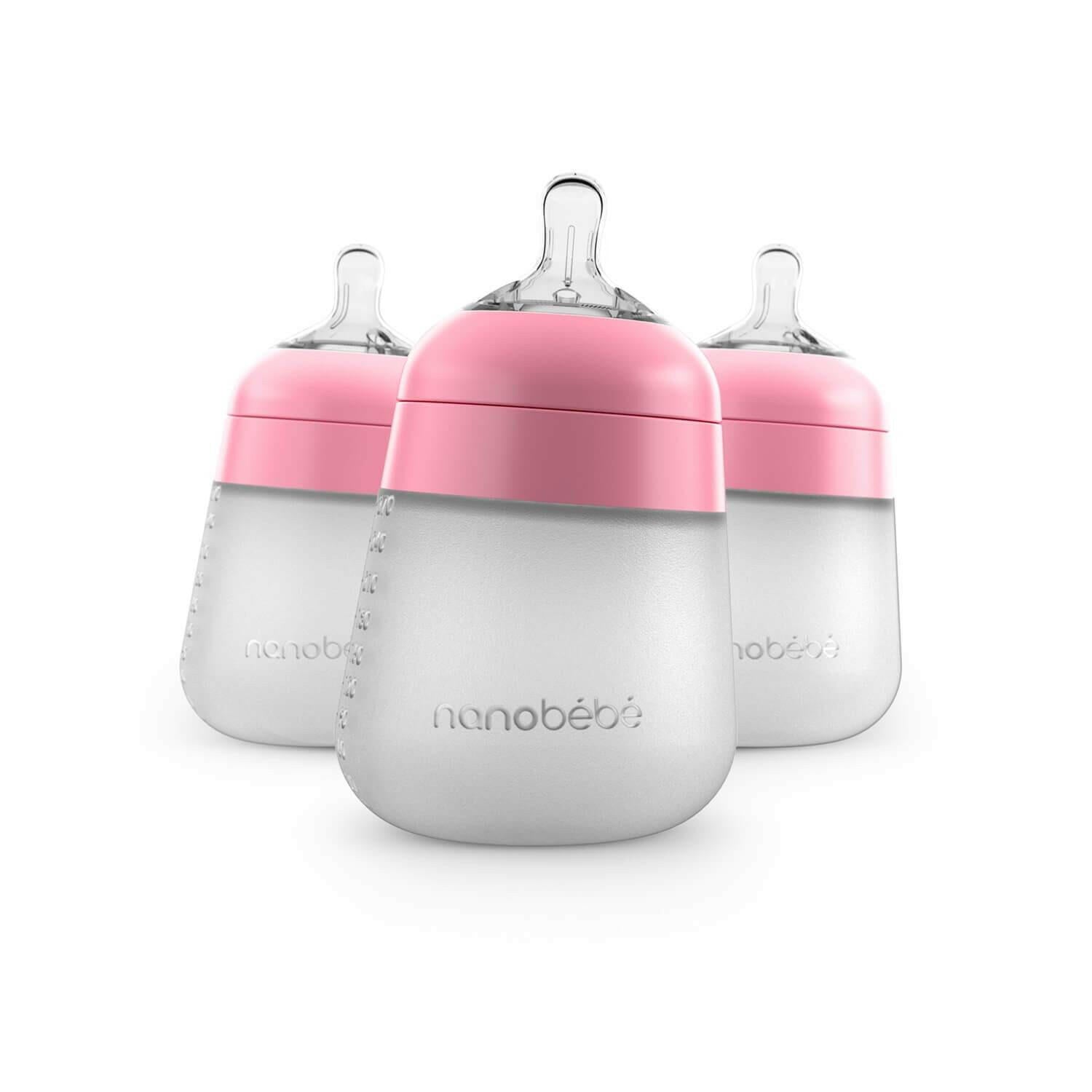 Flexy Silicone Baby Bottle - 5oz & 9oz Best Sellers Nanobébé US Pink 3-Pack
