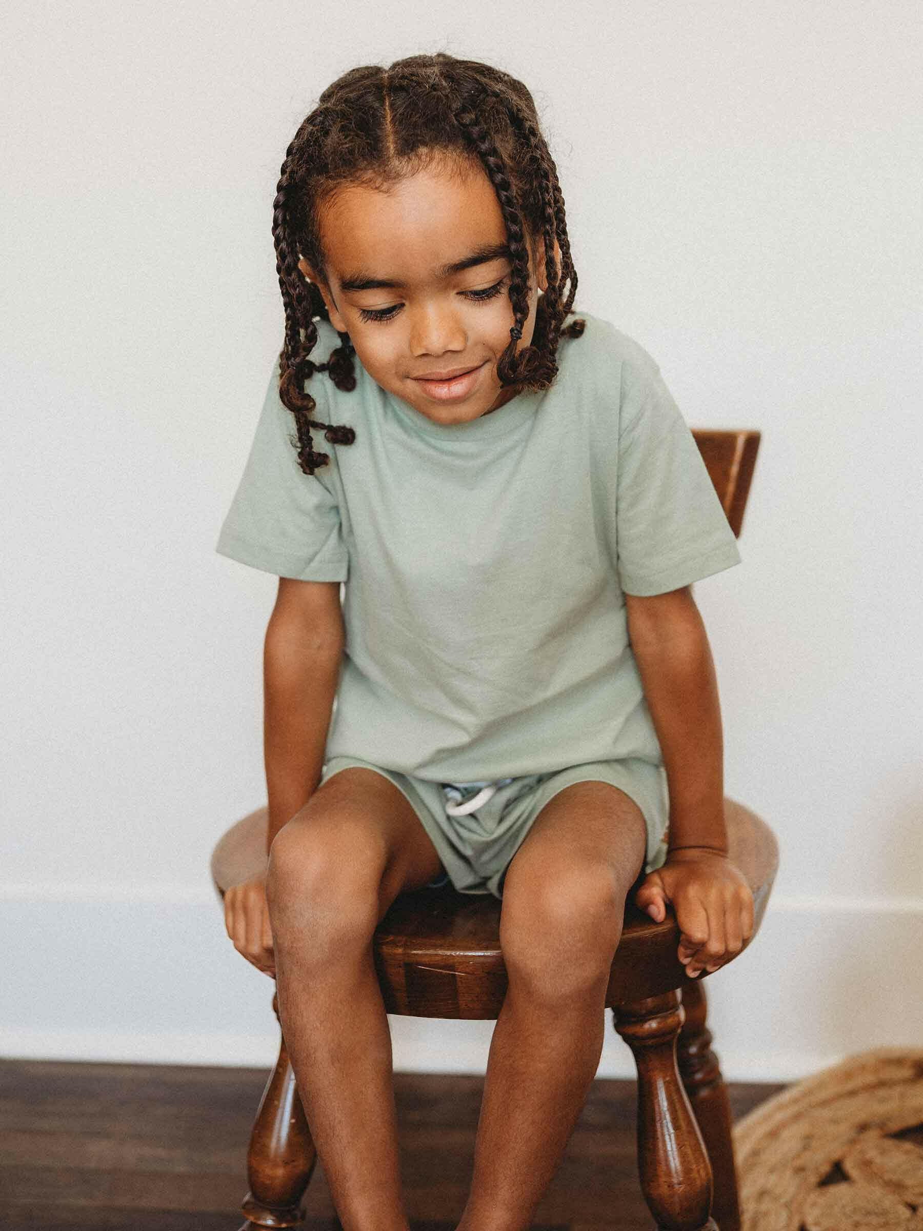 Easy Tiger Tee Pistachio child cotton Nui Organics