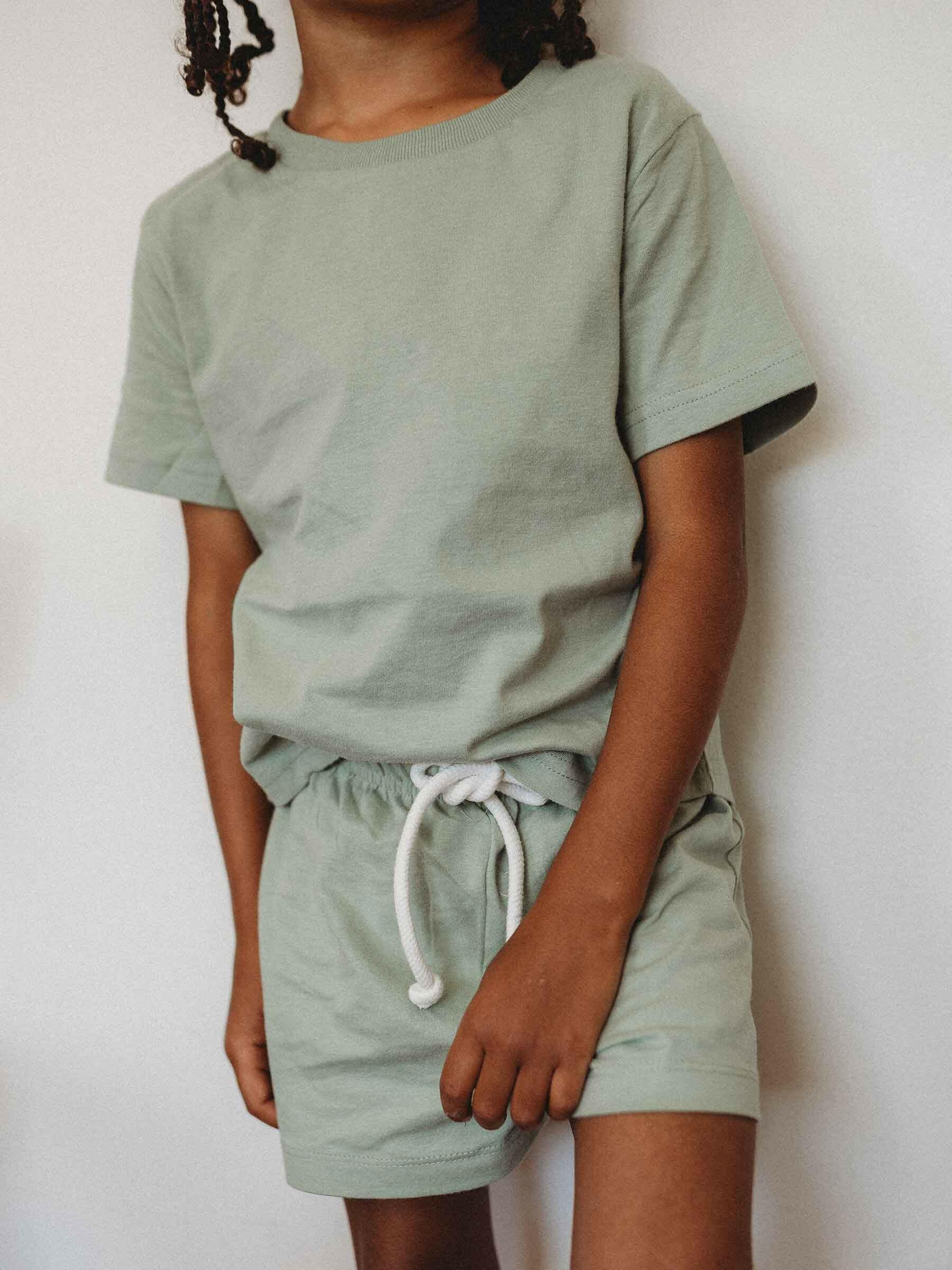Easy Tiger Tee Pistachio child cotton Nui Organics
