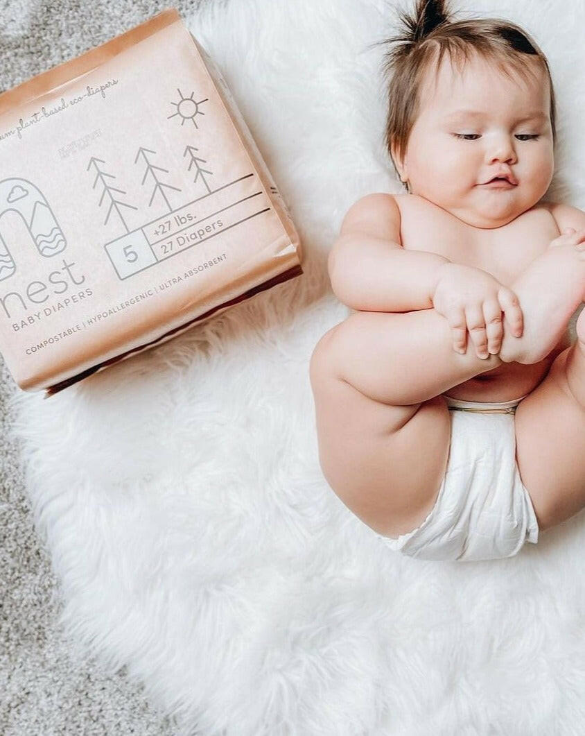 Sustainable Plant Based Baby Diapers Case 108 Count -Size 5 Baby Essentials Nest Diapers