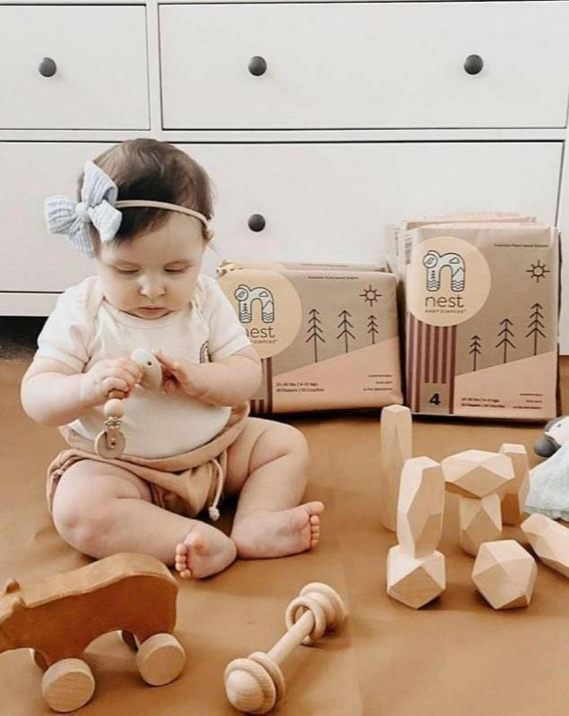 Sustainable Plant Based Baby Diapers -Size 4 Baby Essentials Nest Diapers