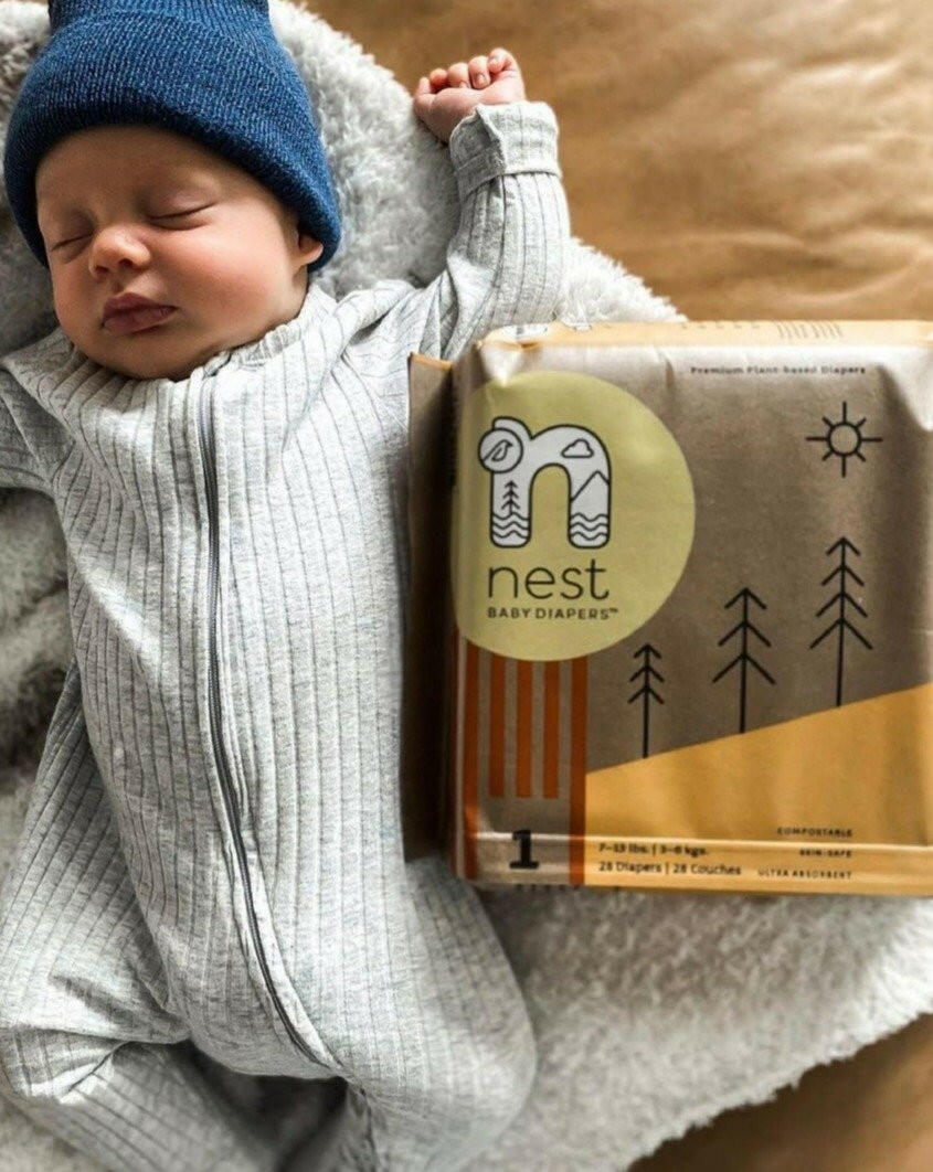 Sustainable Plant Based Baby Diapers - Size 1 Baby Essentials Nest Diapers