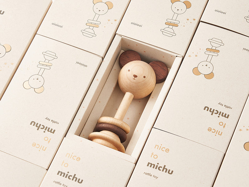Nice To Michu Wooden Baby Rattle
