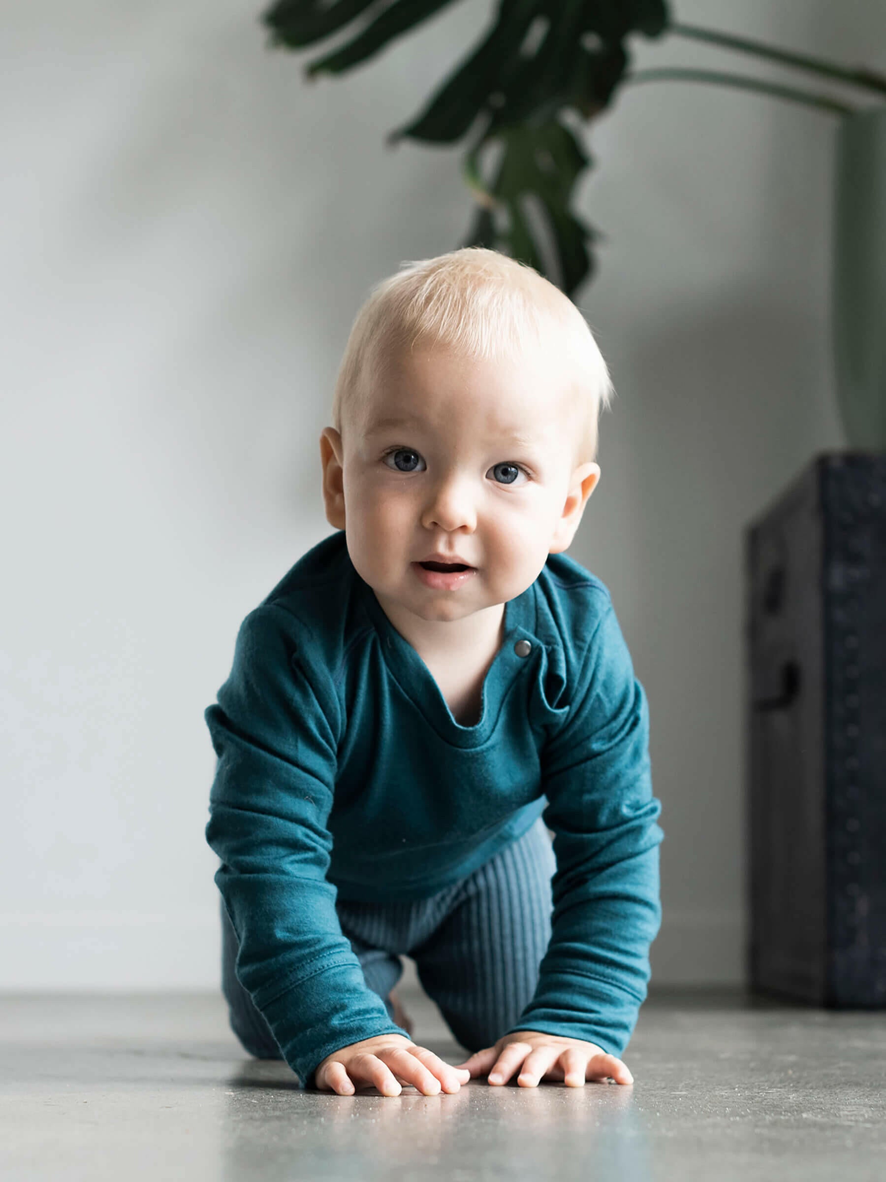 Baby Tihoi Merino Crew Deep Sea baby tops Nui Organics