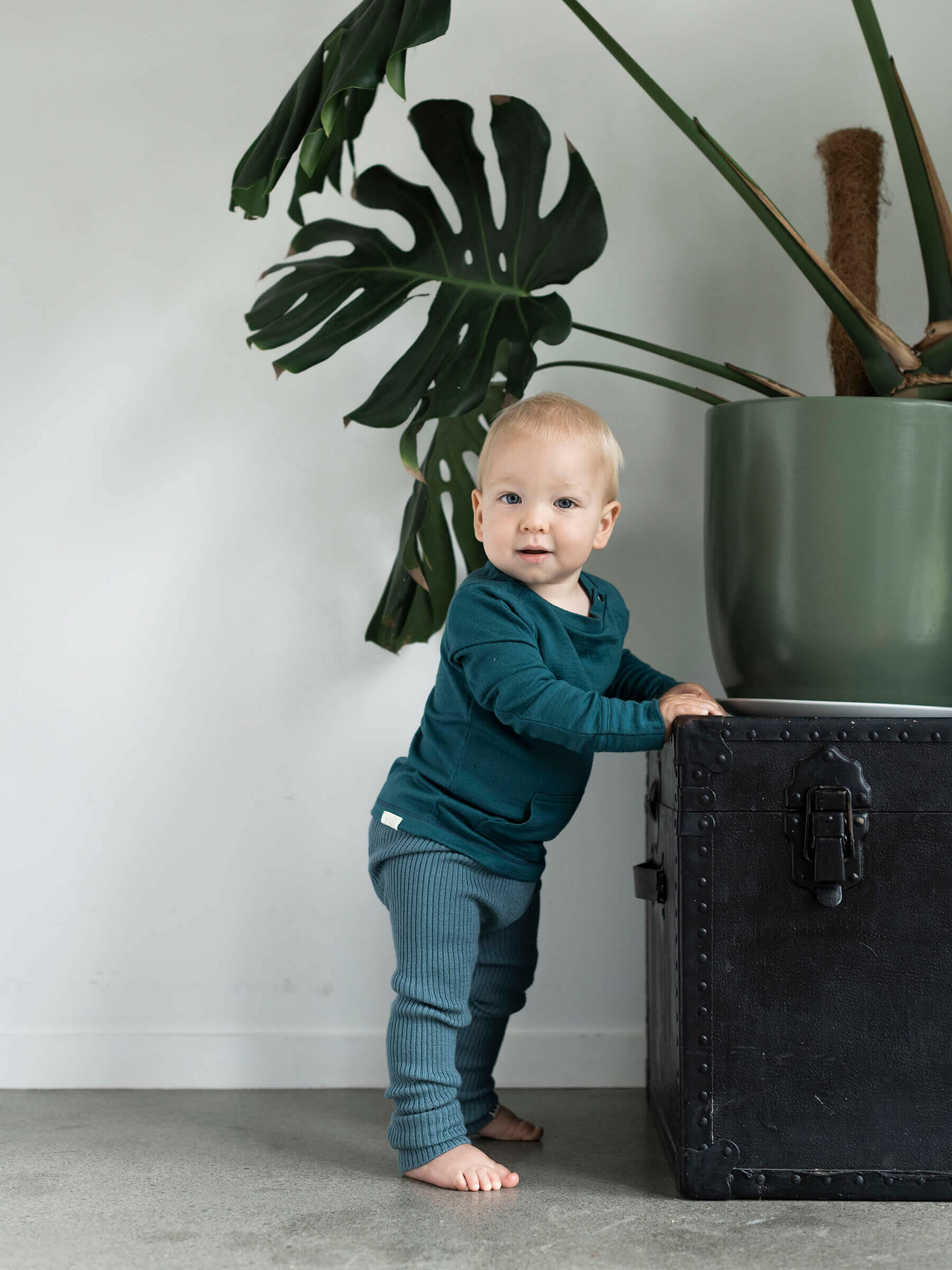 Baby Tihoi Merino Crew Deep Sea baby tops Nui Organics