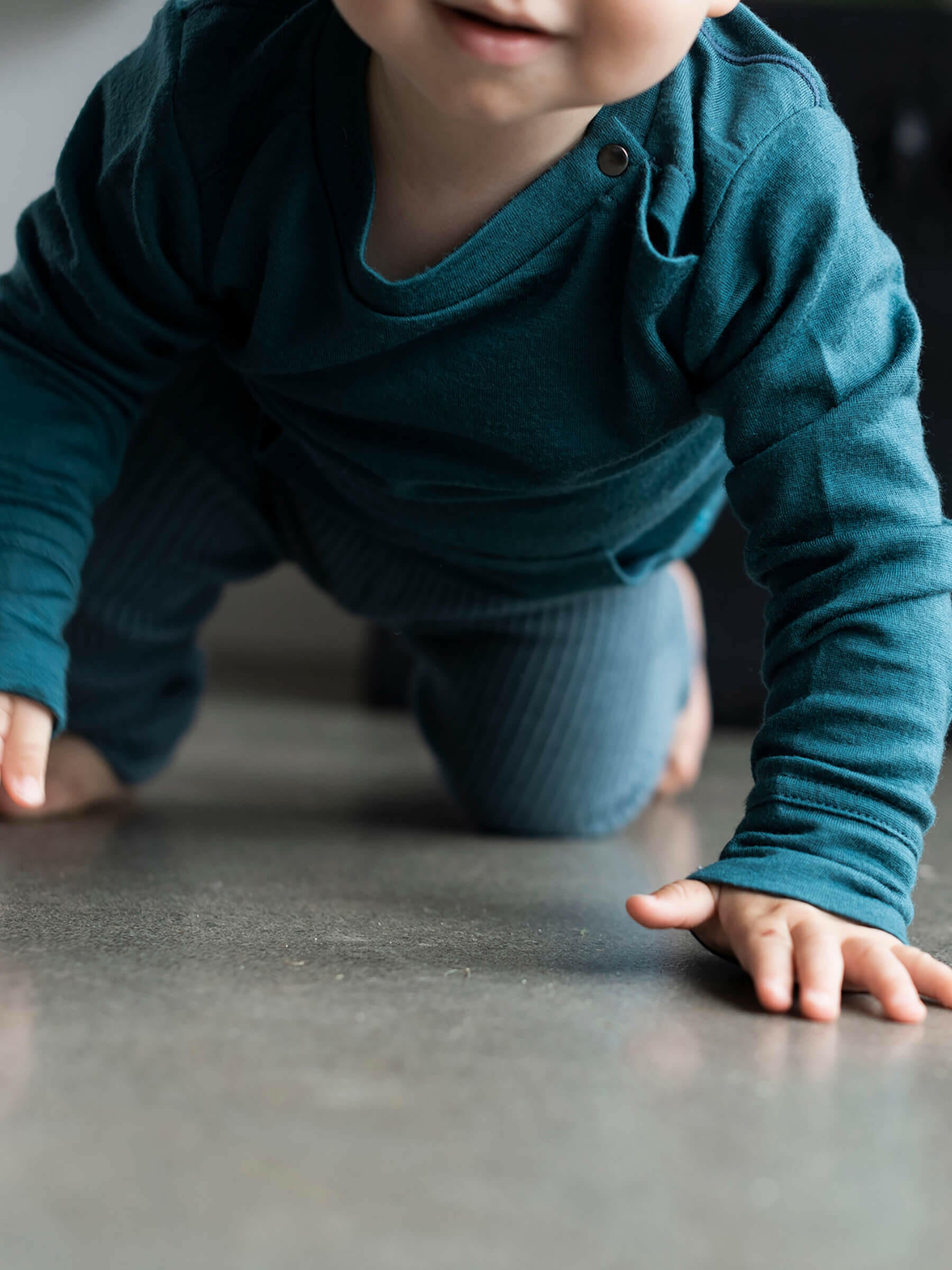 Baby Tihoi Merino Crew Deep Sea baby tops Nui Organics