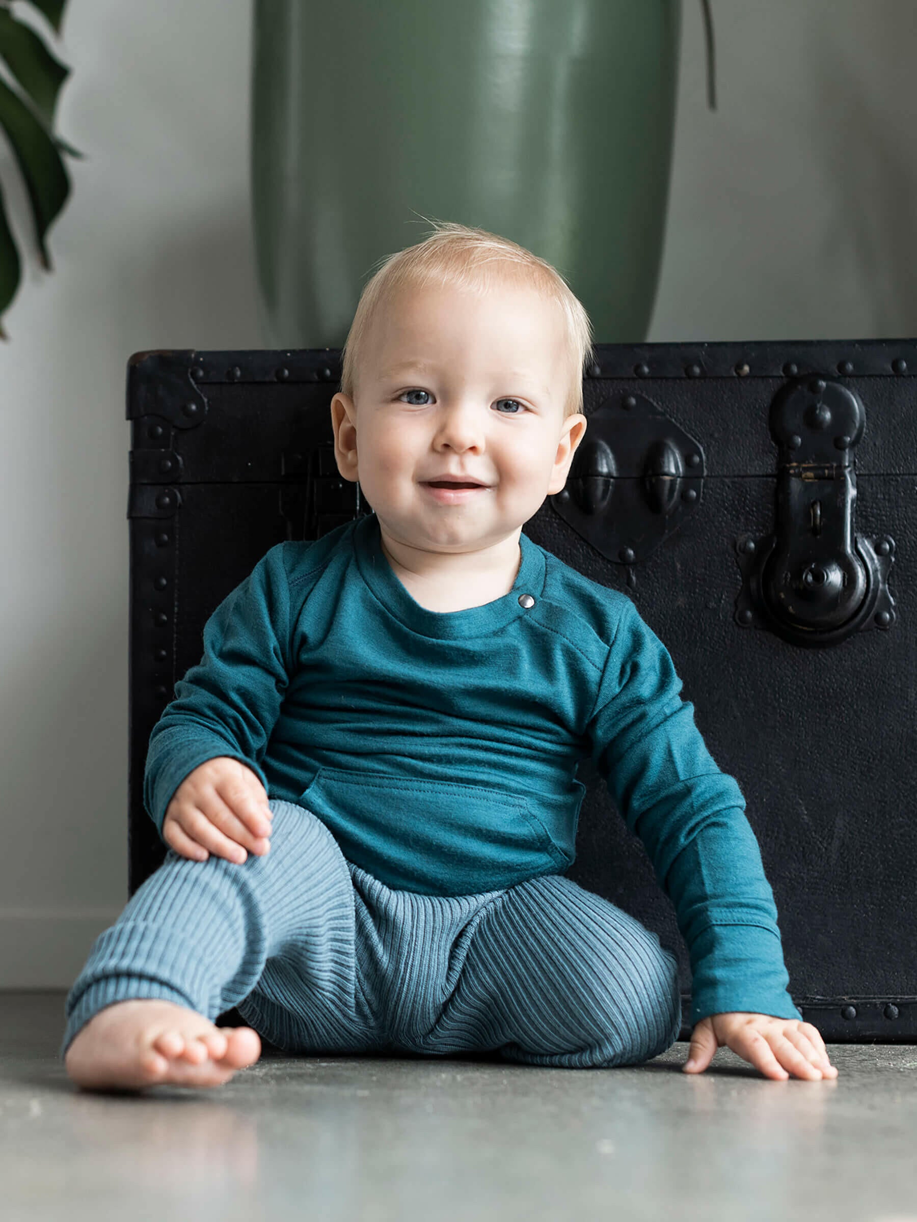 Baby Tihoi Merino Crew Deep Sea baby tops Nui Organics