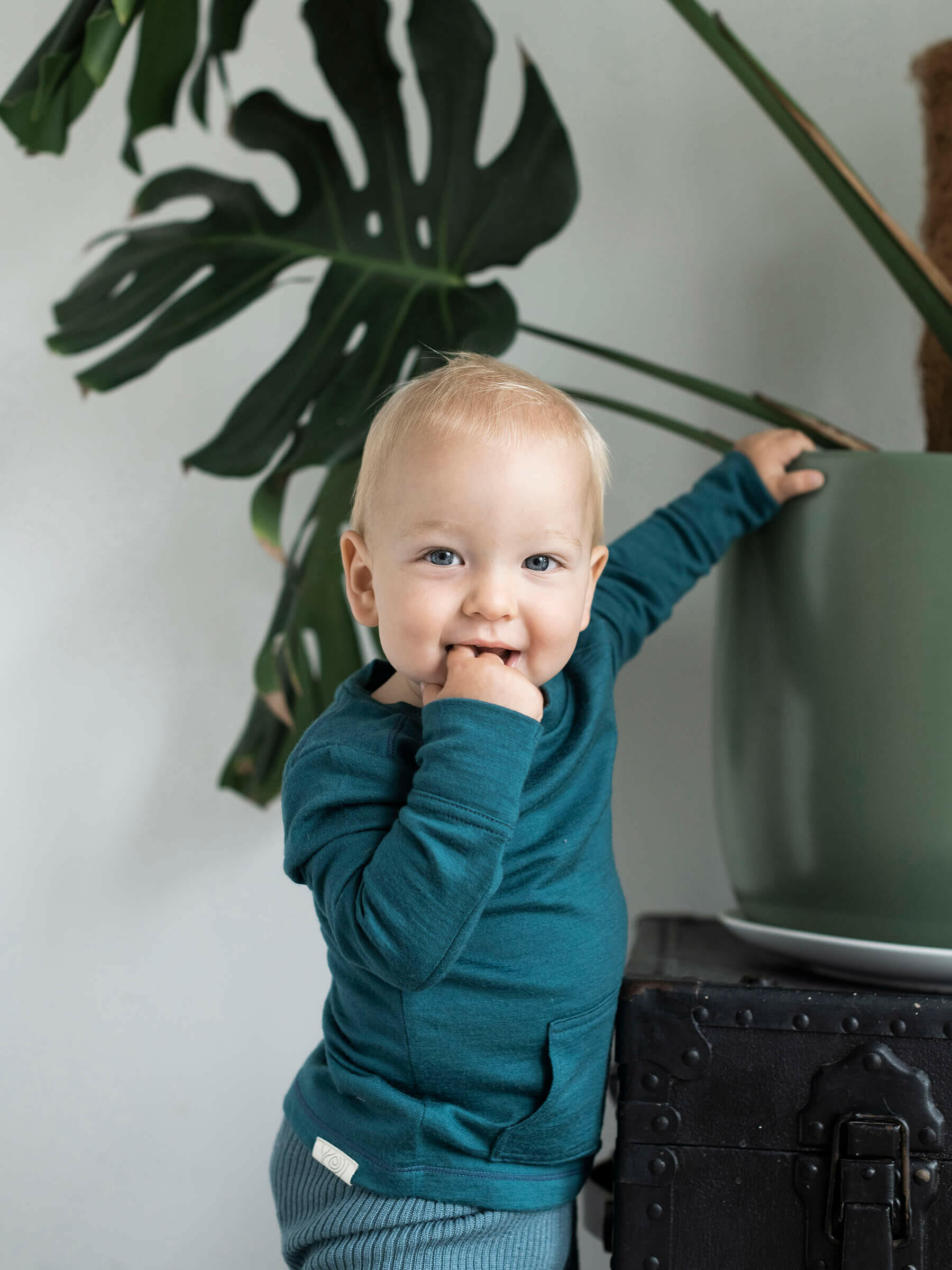 Baby Tihoi Merino Crew Deep Sea baby tops Nui Organics