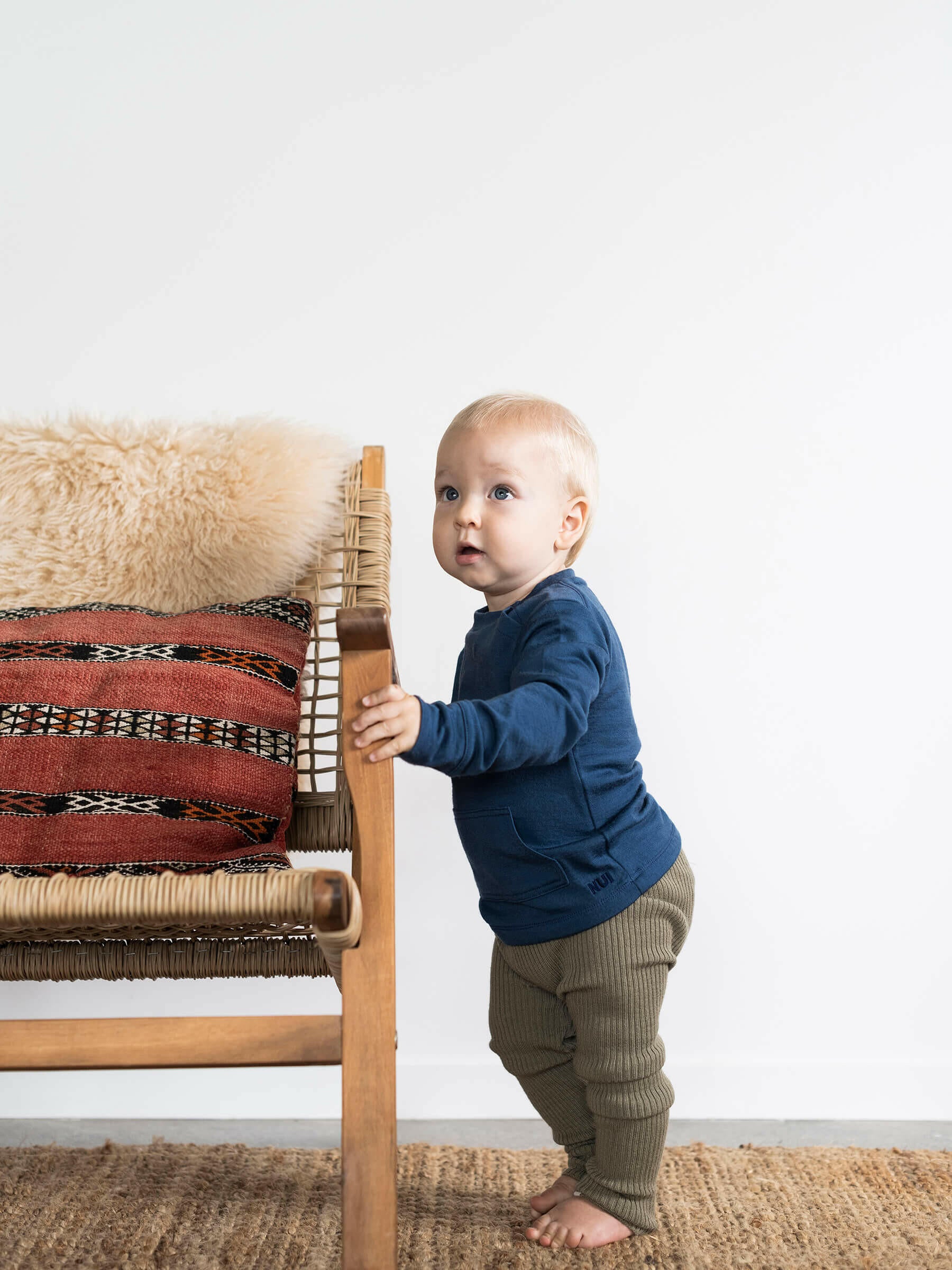 Baby Tihoi Merino Crew Navy baby tops Nui Organics