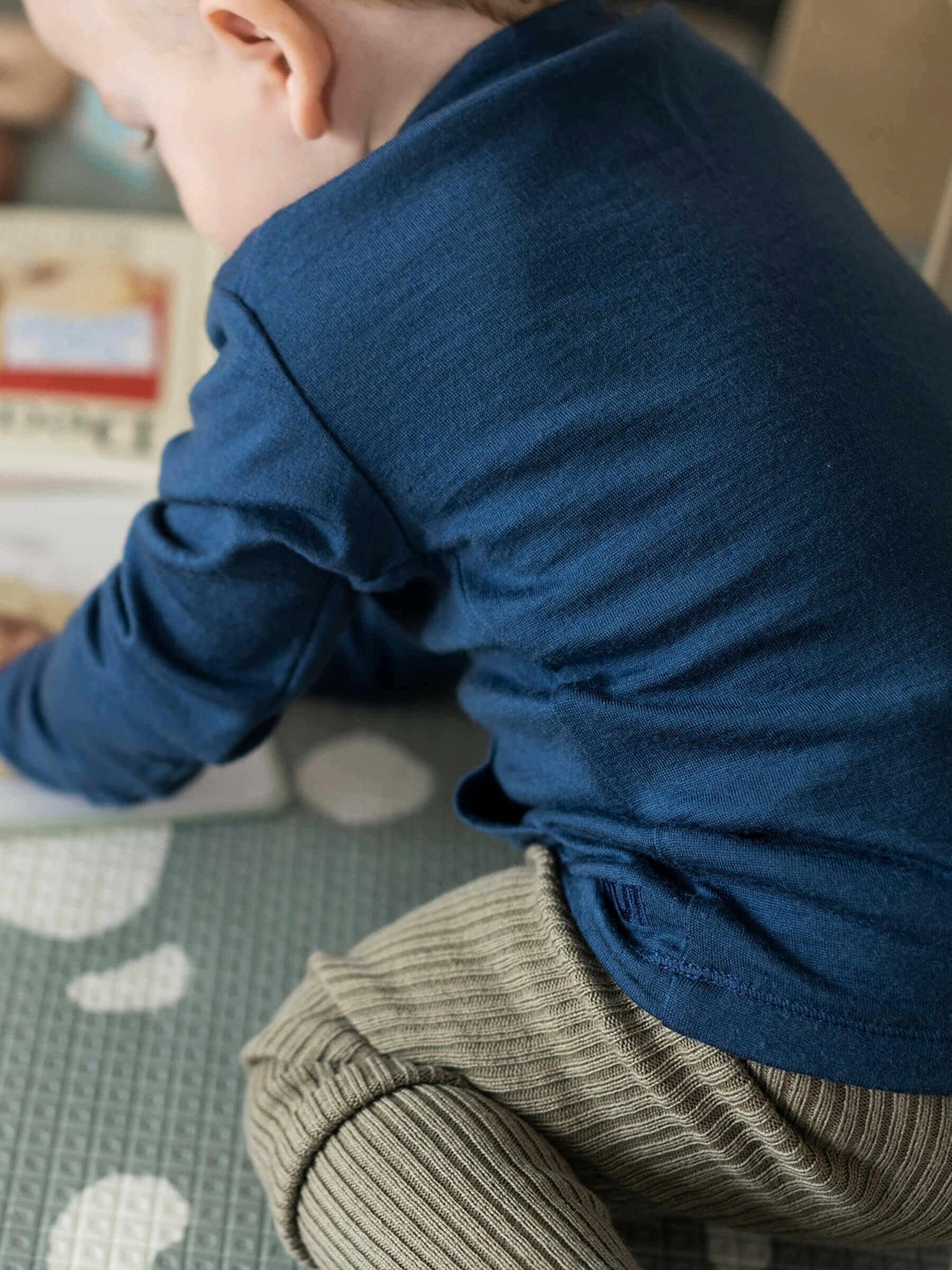 Baby Tihoi Merino Crew Navy baby tops Nui Organics