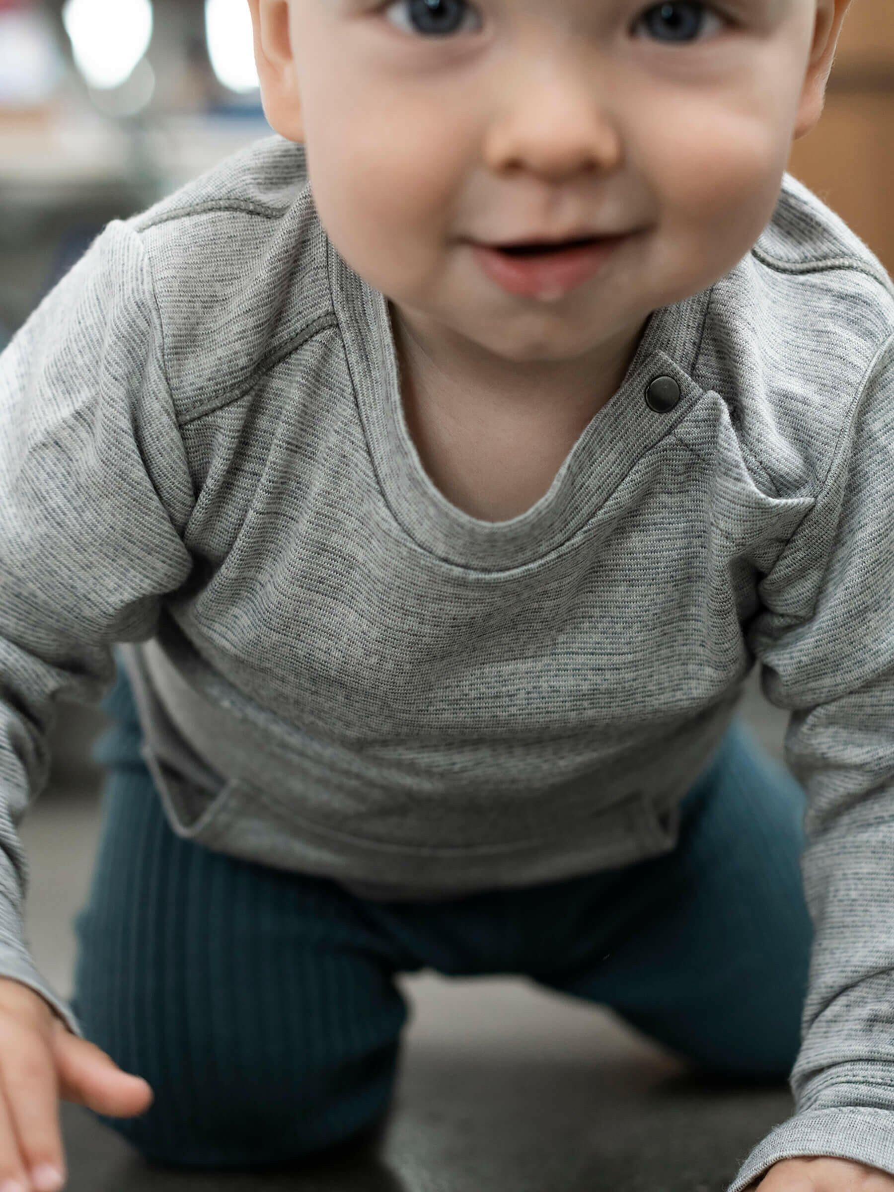 Baby Tihoi Merino Crew Silver baby tops Nui Organics