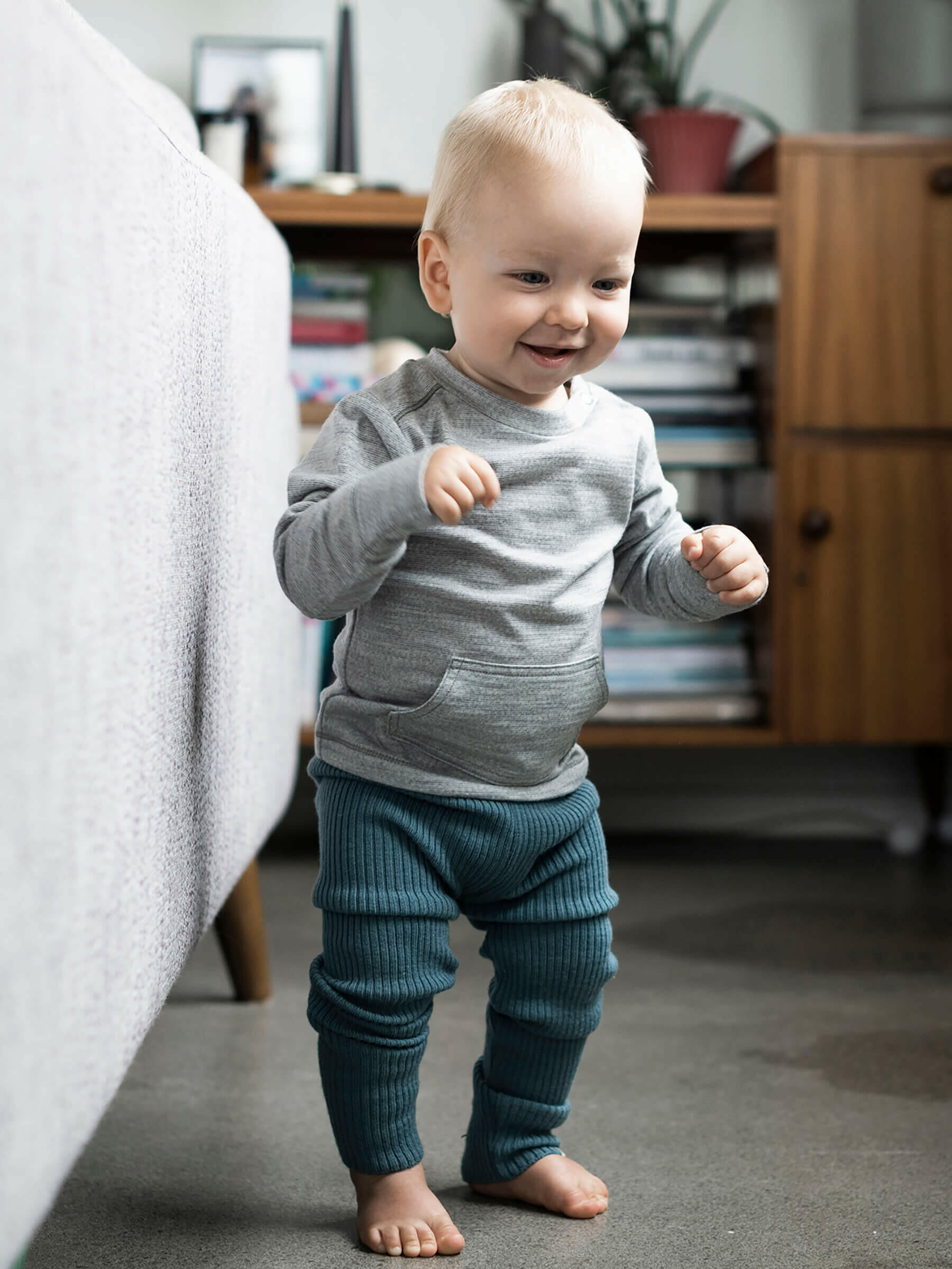 Baby Tihoi Merino Crew Silver baby tops Nui Organics