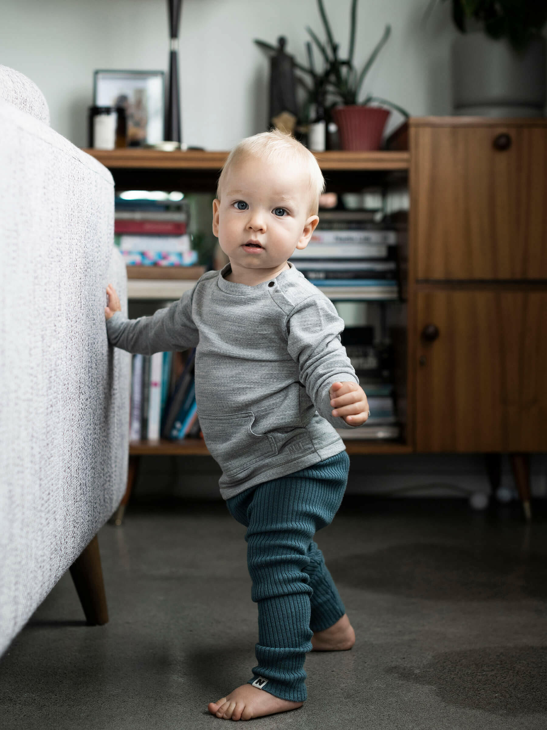 Baby Tihoi Merino Crew Silver baby tops Nui Organics