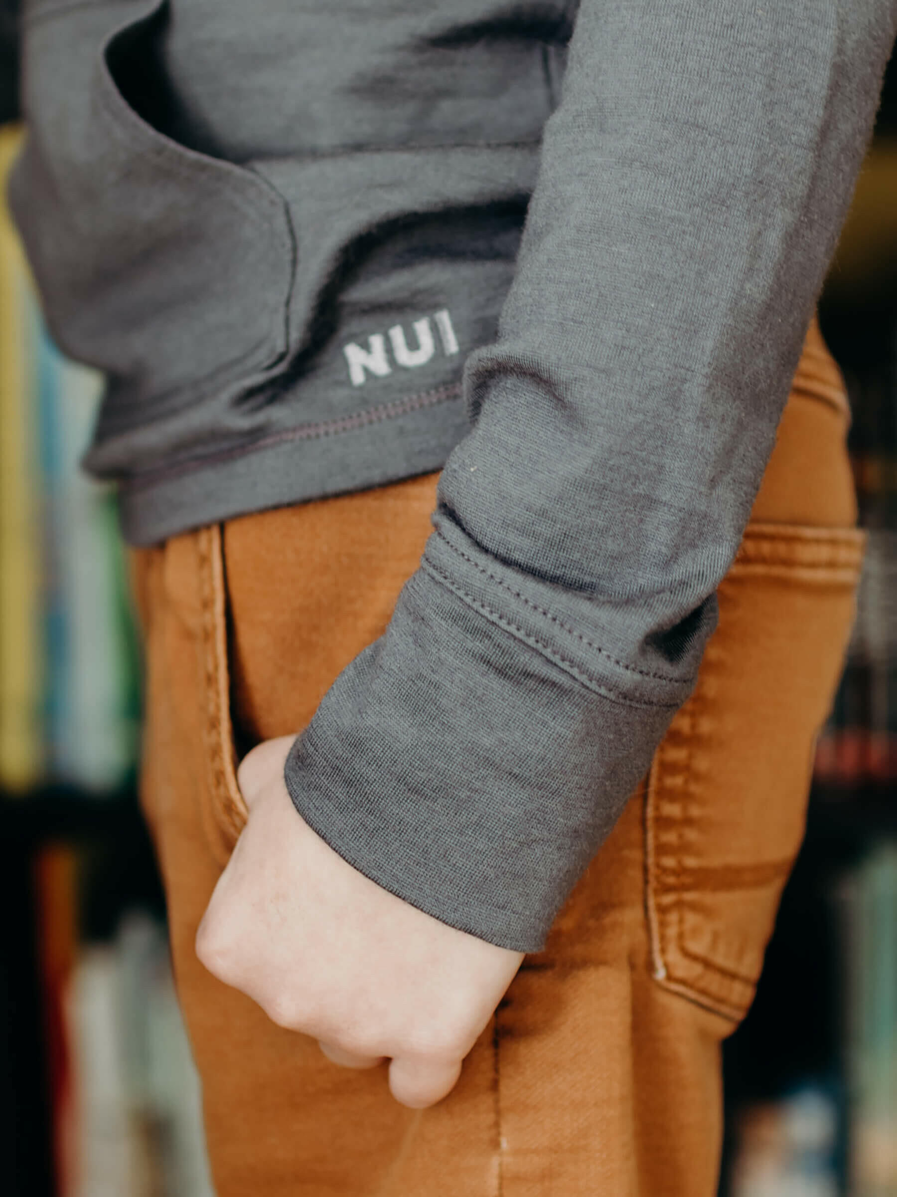 Child Tihoi Merino Crew Charcoal child tops Nui Organics
