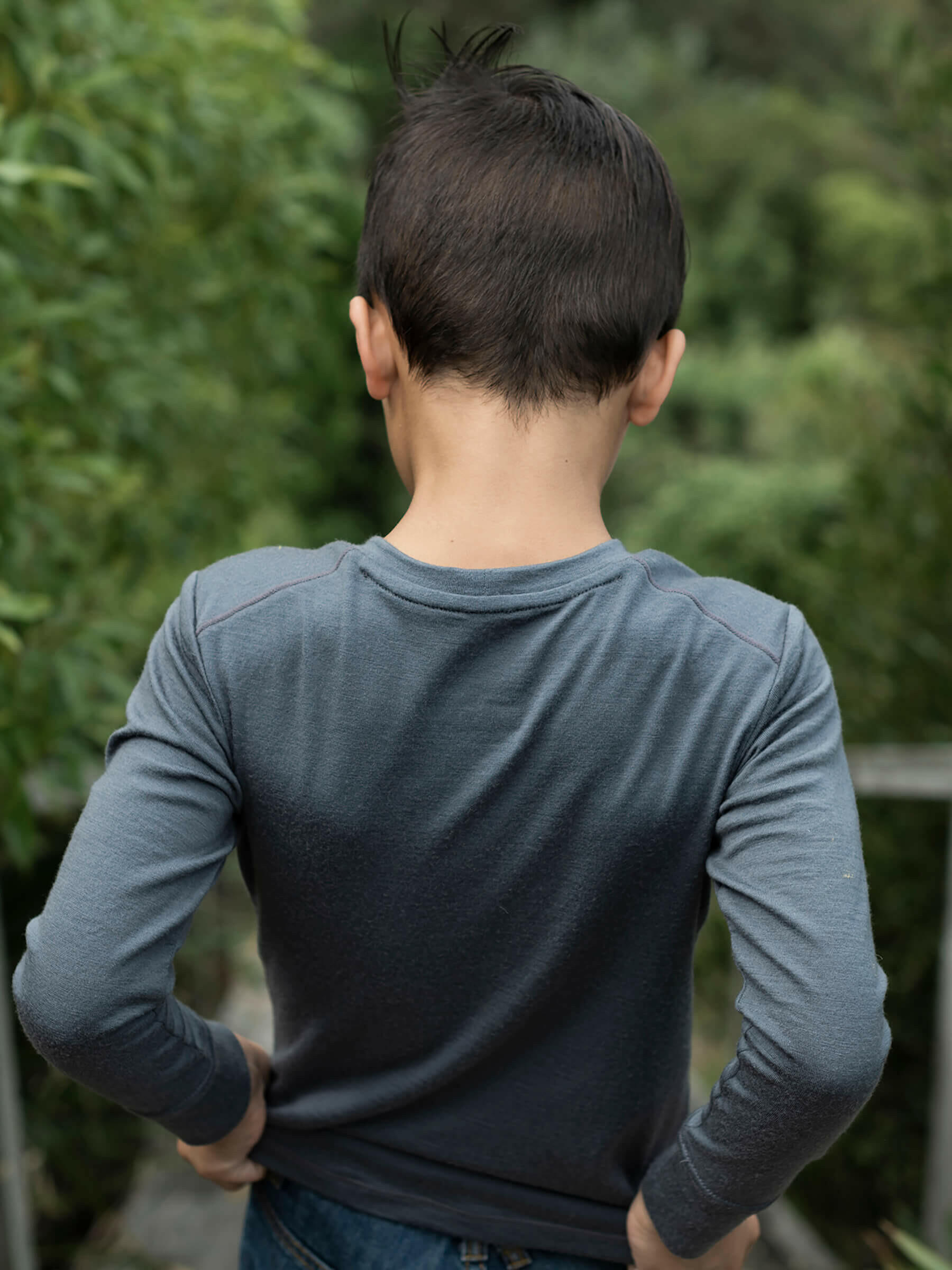 Child Tihoi Merino Crew Charcoal child tops Nui Organics